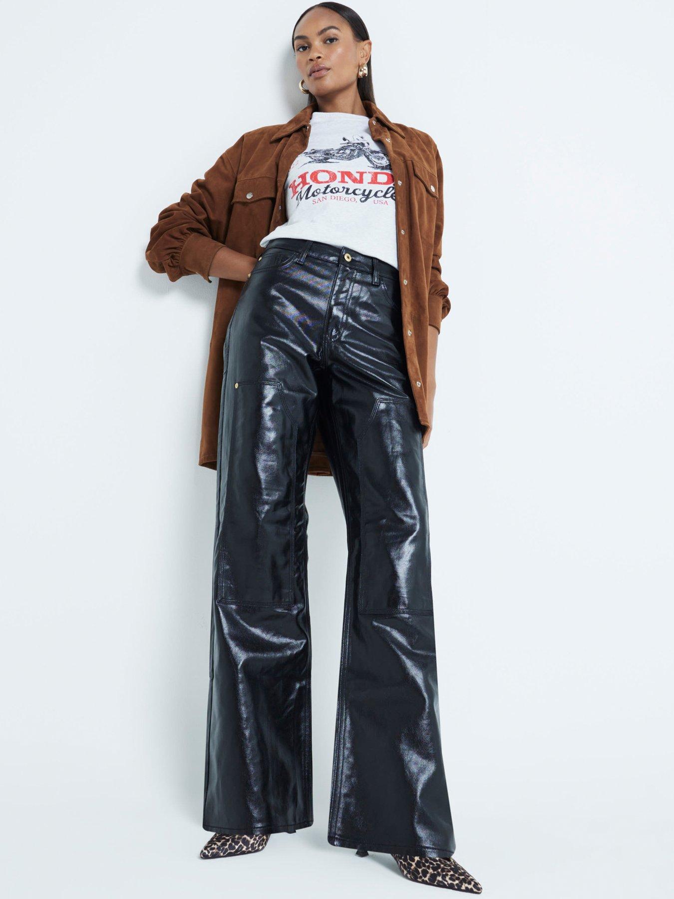 undefined Relaxed Straight Selena Coated - Black