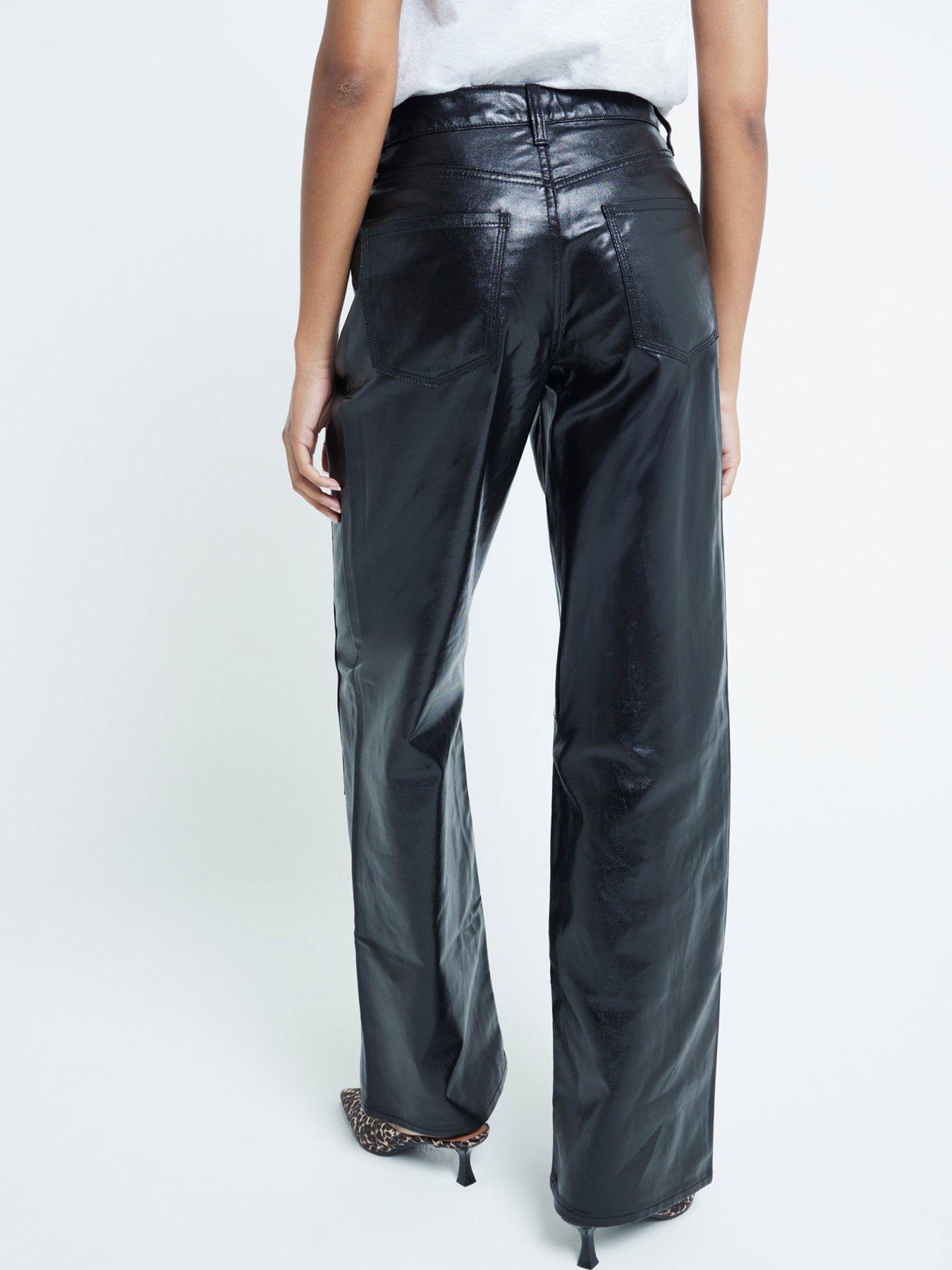  image of river-island-relaxed-straight-selena-coated-black