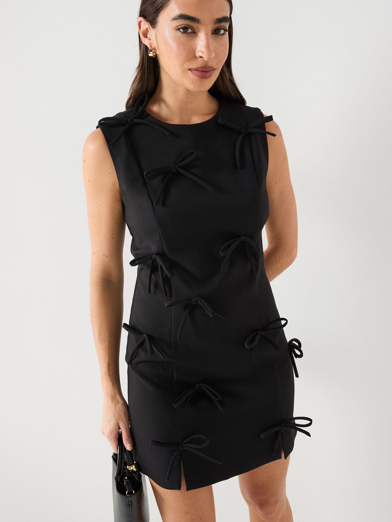  image of river-island-bow-mini-dress-black
