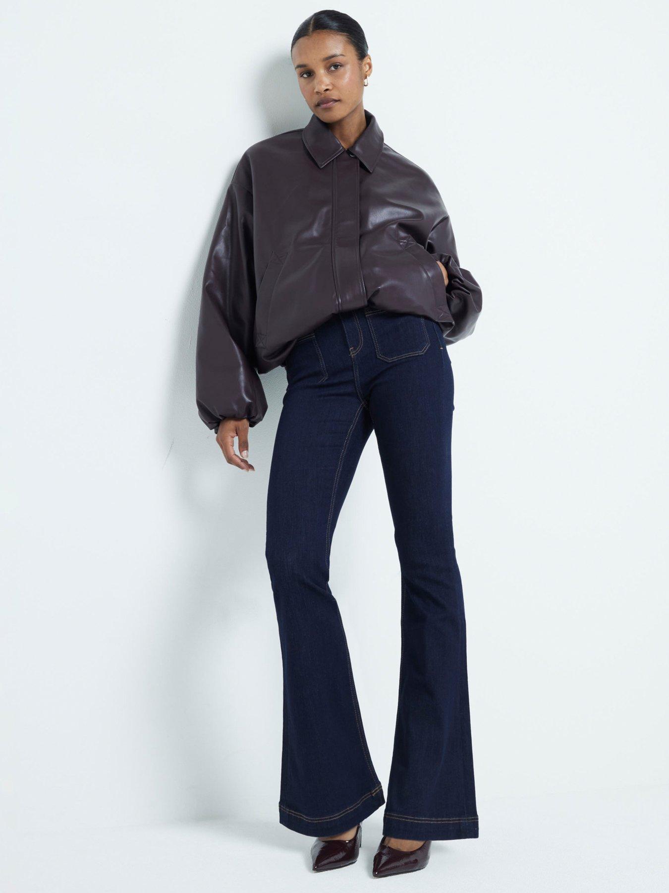 undefined Seville Raw Pocket Front Flare - Dark Denim - Blue