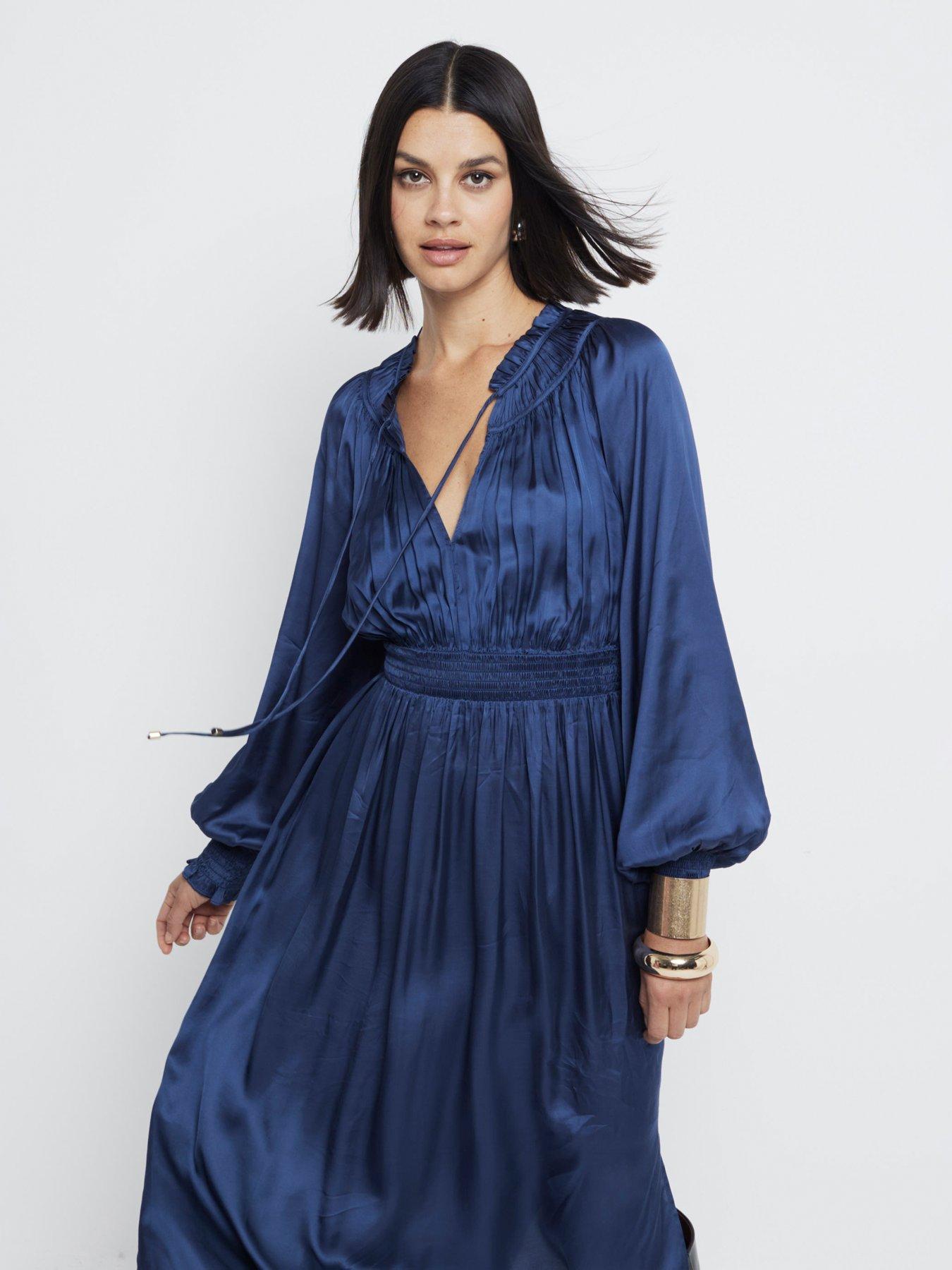 River Island Designer top Sample Cocktail Dress in Blue Satin