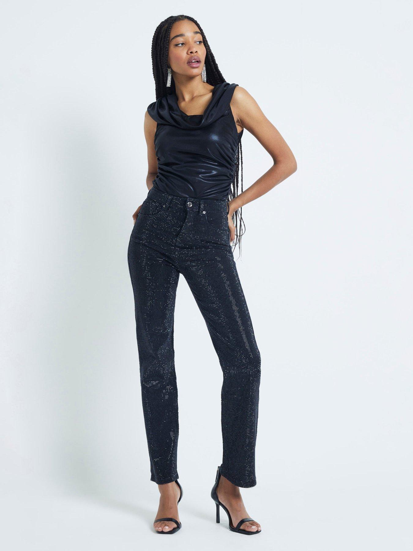 river-island-cowl-drape-top-black