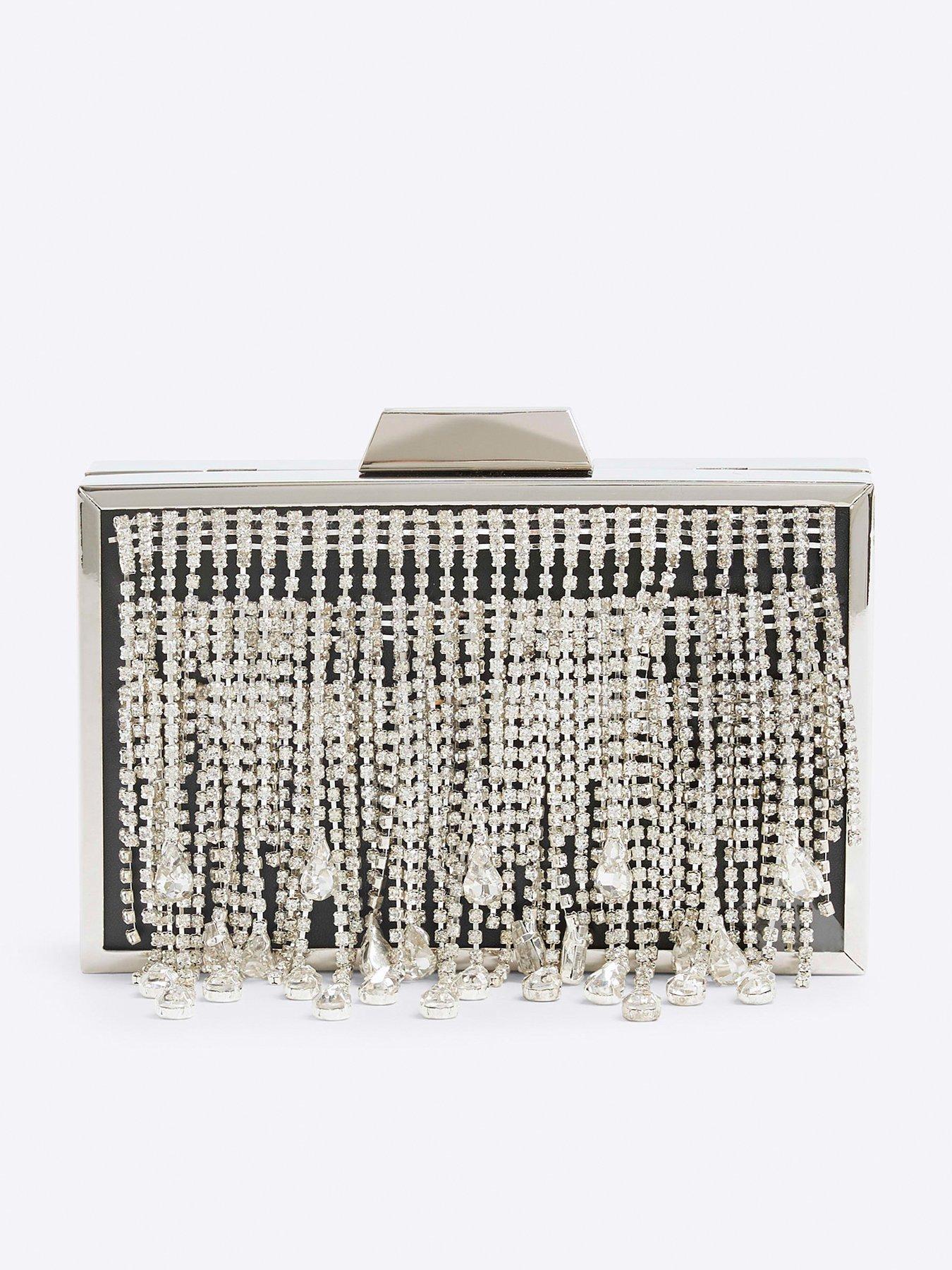 undefined Crystal Fringe Bocross Clutch Bag - Silver