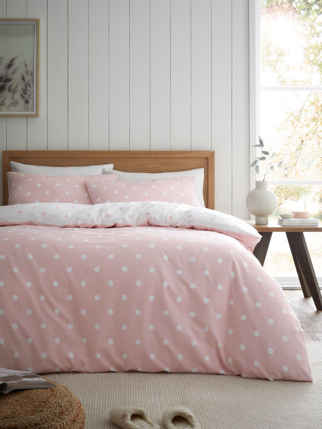 Image 1 of 5 of Catherine Lansfield Polka Dot 100% Brushed Cotton Duvet Set