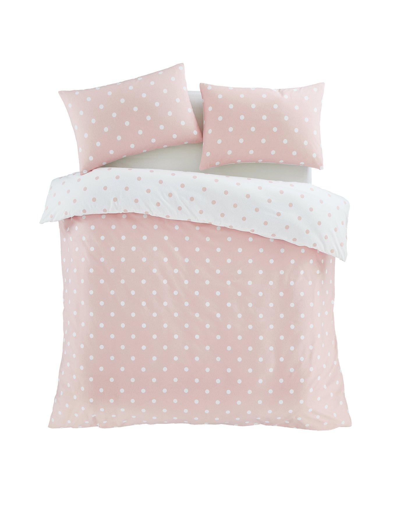  image of catherine-lansfield-polka-dot-100-brushed-cotton-duvet-set