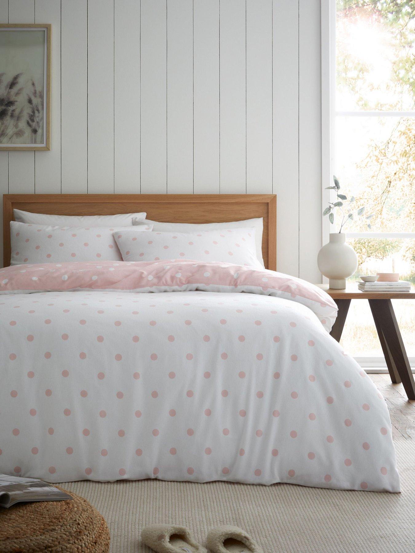  image of catherine-lansfield-polka-dot-100-brushed-cotton-duvet-set