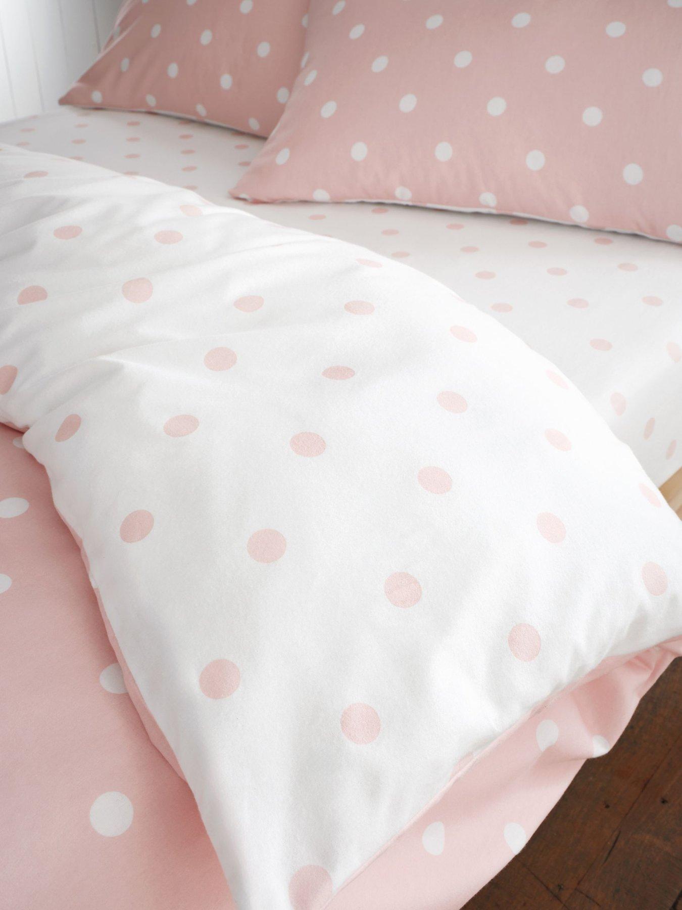  image of catherine-lansfield-polka-dot-100-brushed-cotton-fitted-sheet
