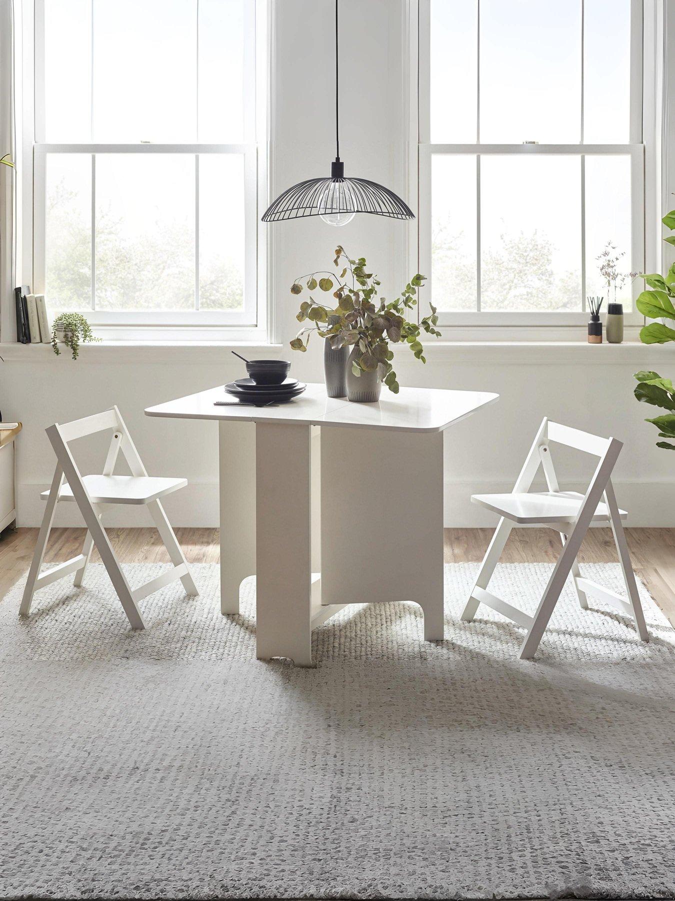 Julian Bowen Gatan Small Gateleg Dining Table With 2 Chairs - White