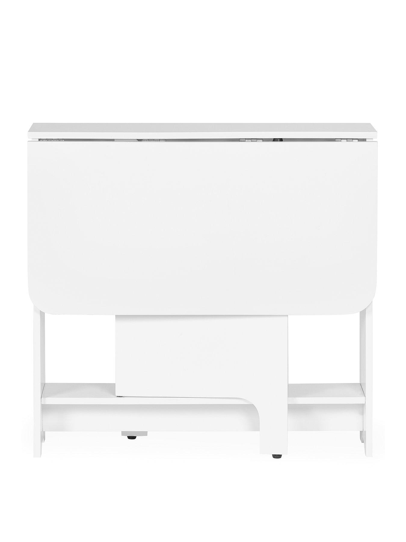  image of julian-bowen-gatan-small-gateleg-dining-table-with-2-chairs-white