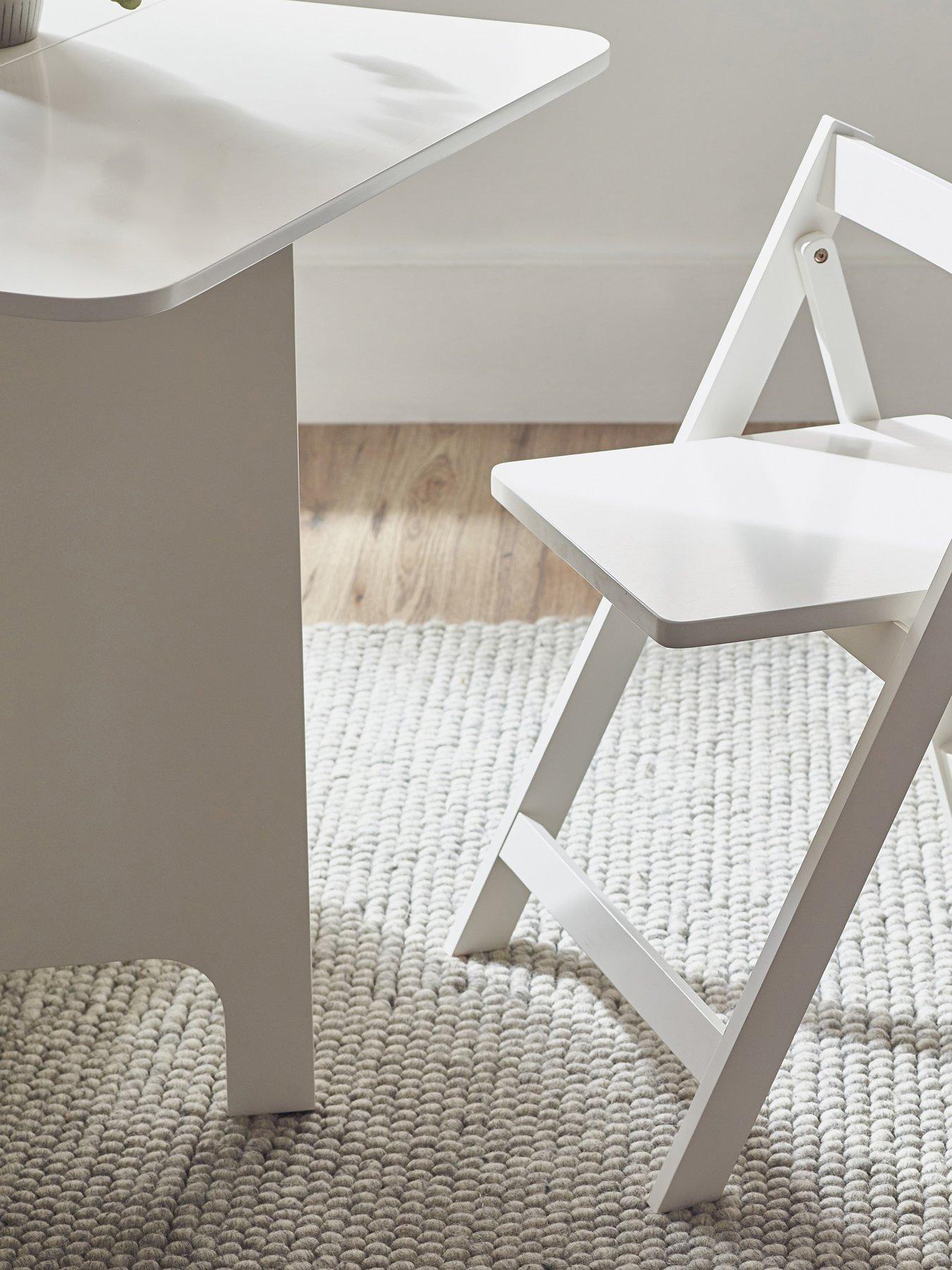  image of julian-bowen-gatan-small-gateleg-dining-table-with-2-chairs-white