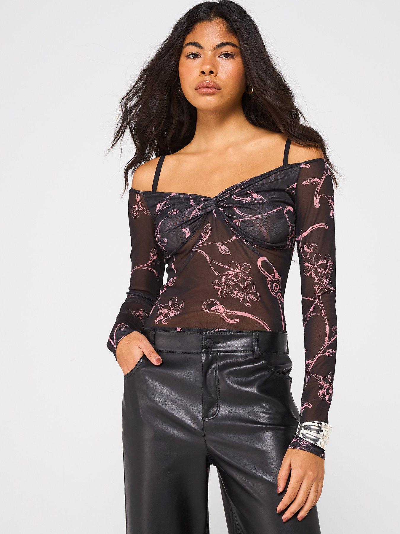 moschino-jeans-off-the-shoulder-mesh-long-sleeve-top-black