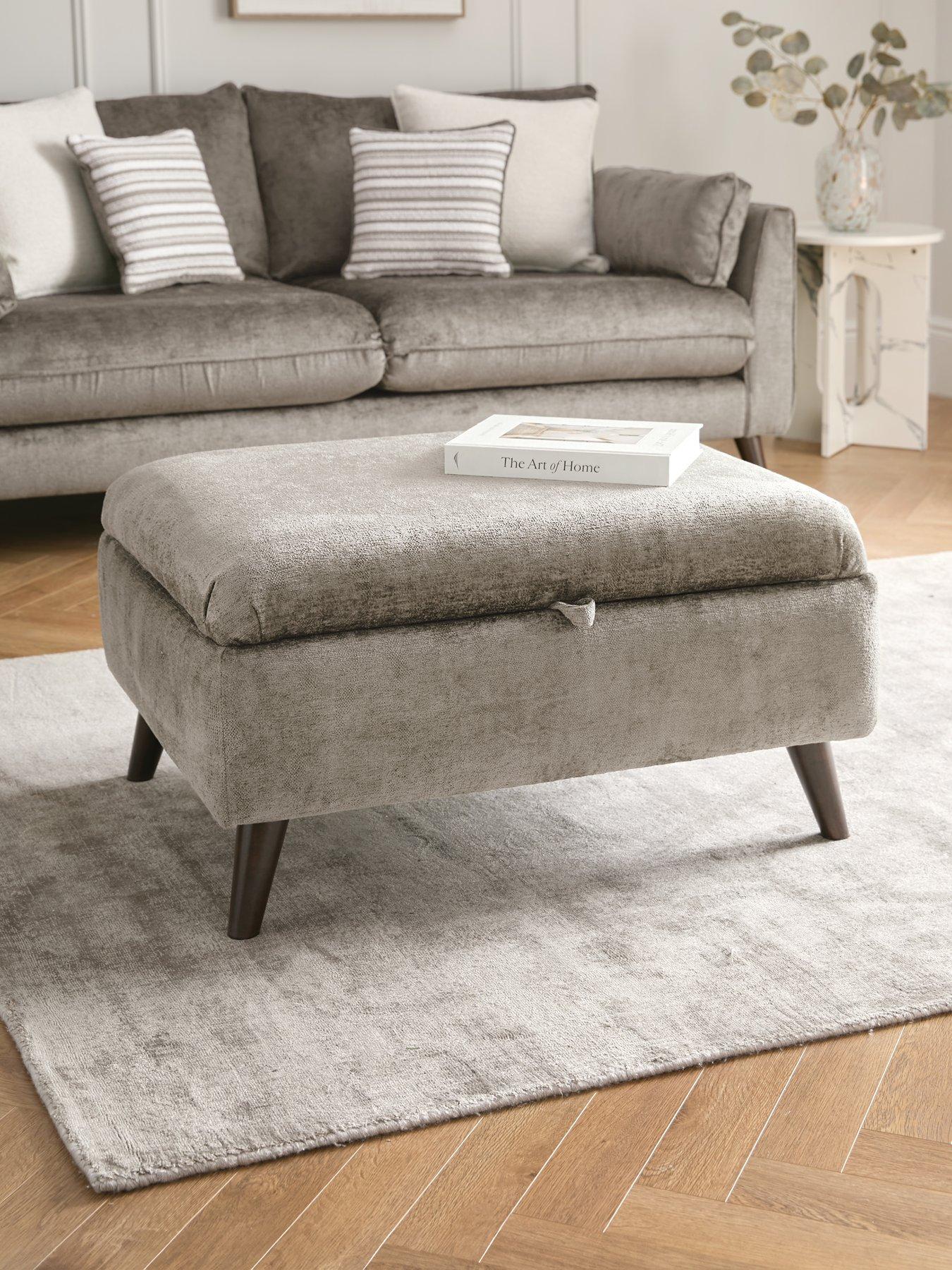 The Very Collection Sanremo Fabric Storage Footstool - Made in the UK