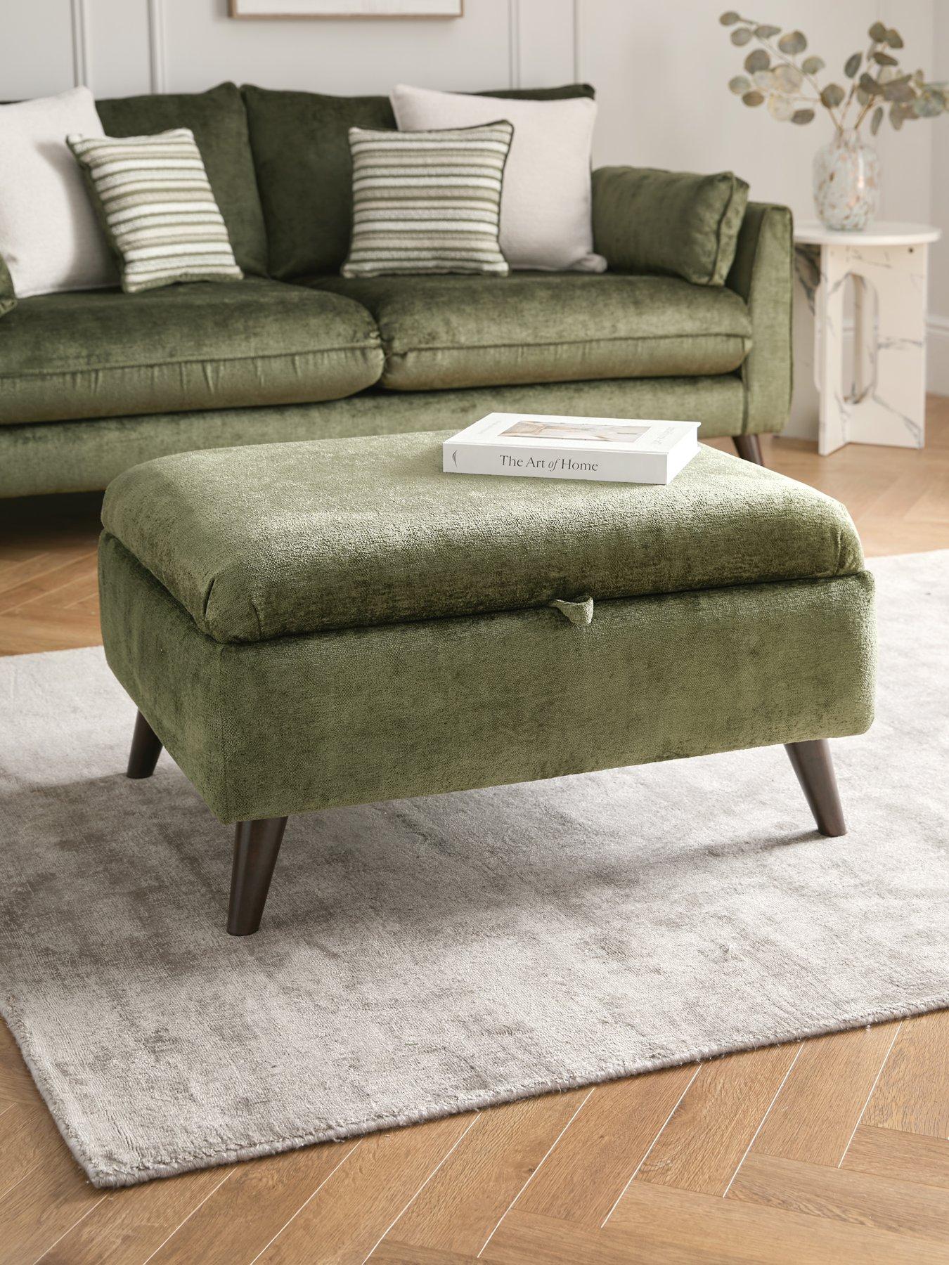 Image 1 of 6 of Very Home Sanremo Fabric&nbsp;Storage&nbsp;Footstool&nbsp;- Made in the UK