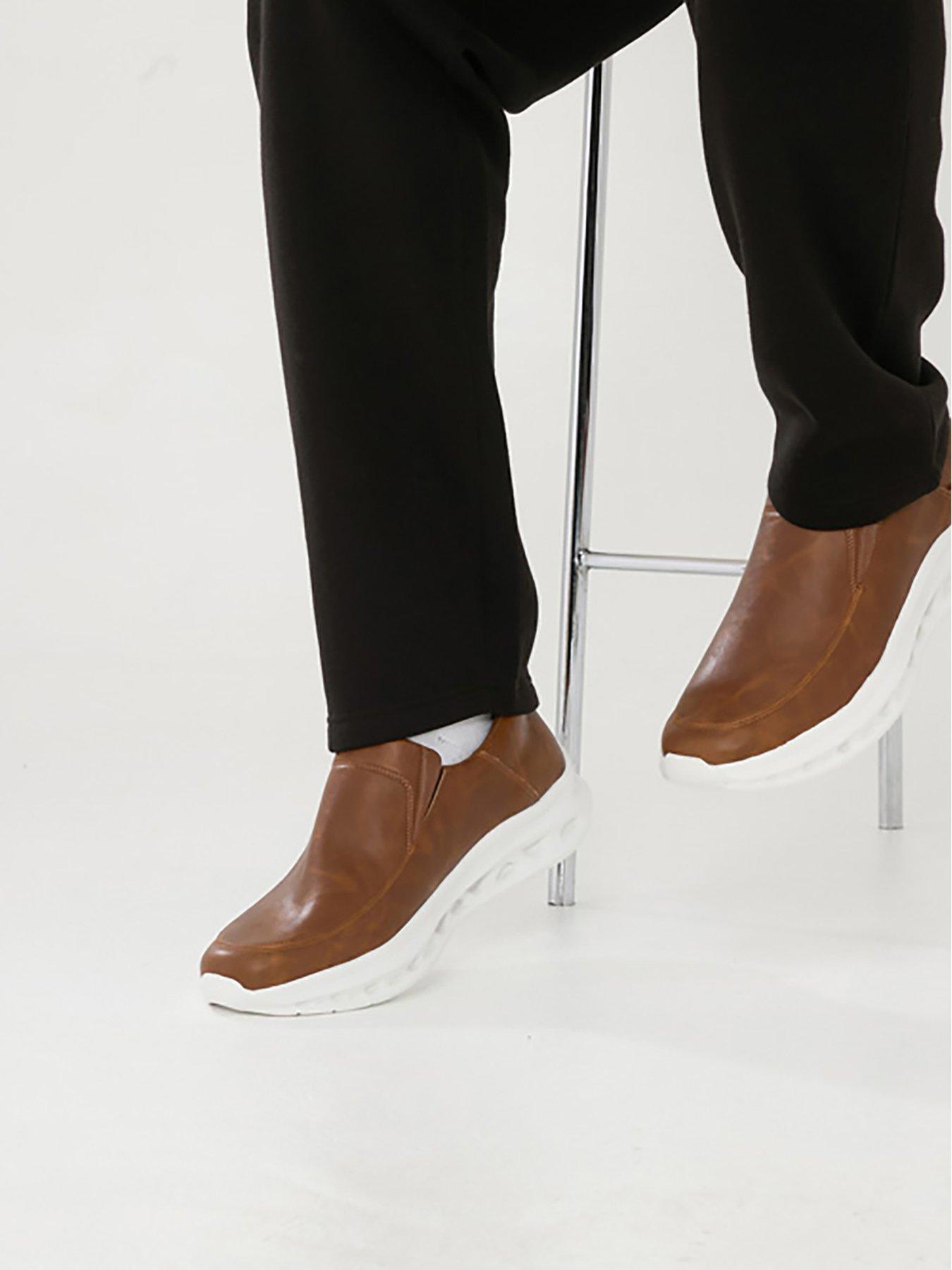  image of d555-carlisle-kingsize-easy-casual-slip-on-shoes-brown