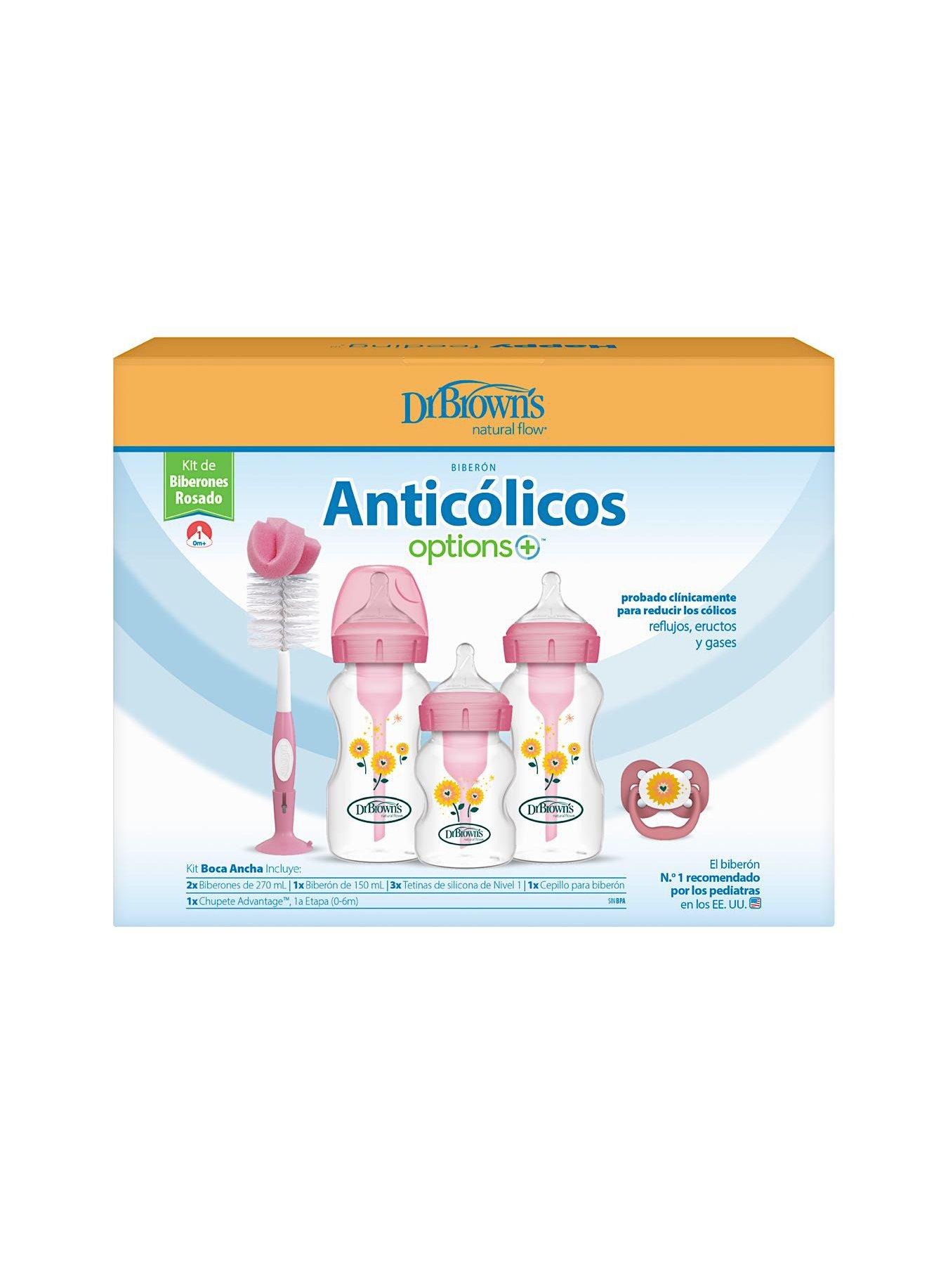 Image 2 of 4 of Dr Browns Options+ Gift Set Pink (1x 150ml bottle, 2x 270ml bottle, bottle brush &amp; dummy)