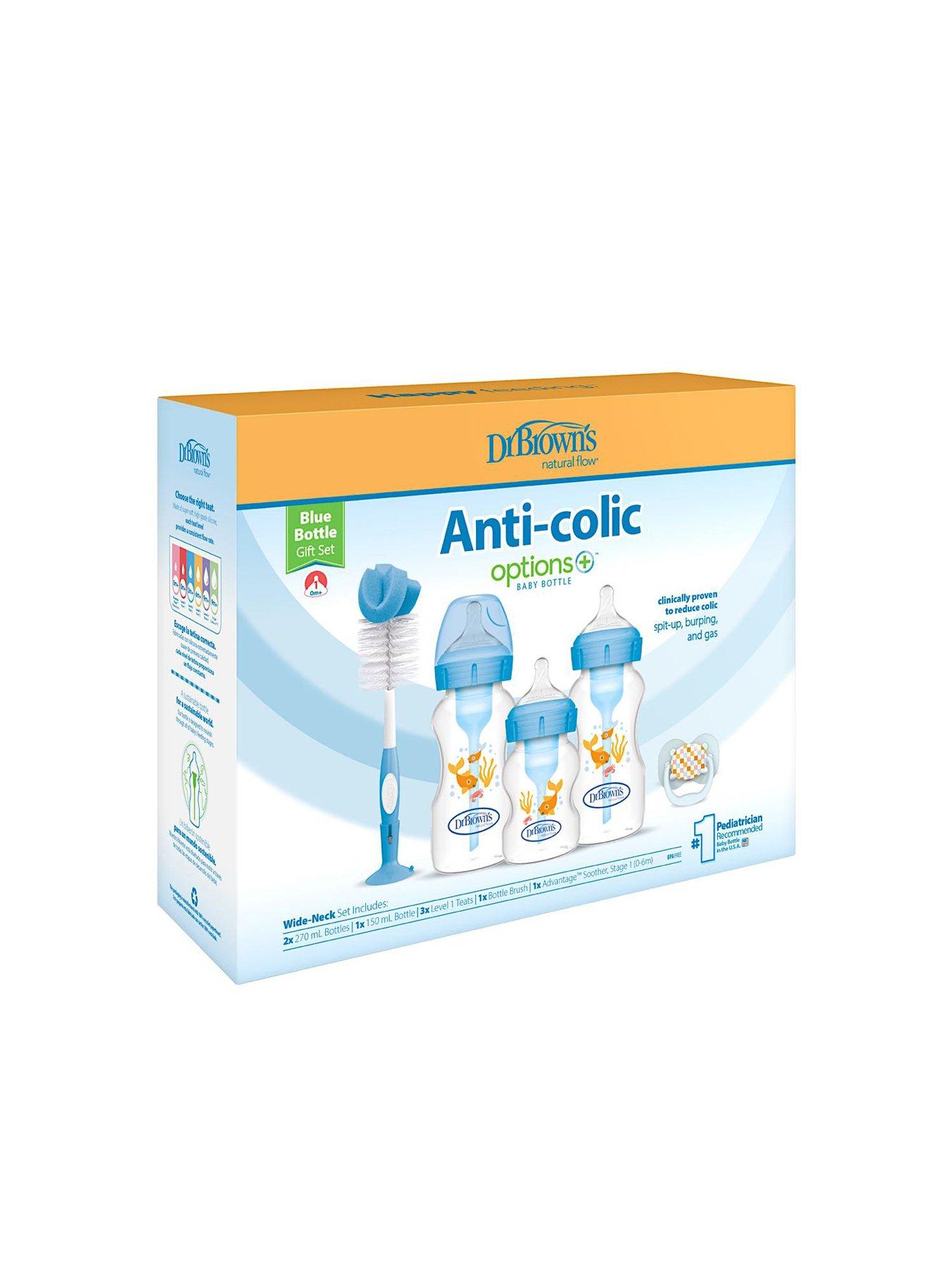 Dr Browns Options+ Gift Set Blue (1x 150ml bottle, 2x 270ml bottle, bottle brush  &  dummy)