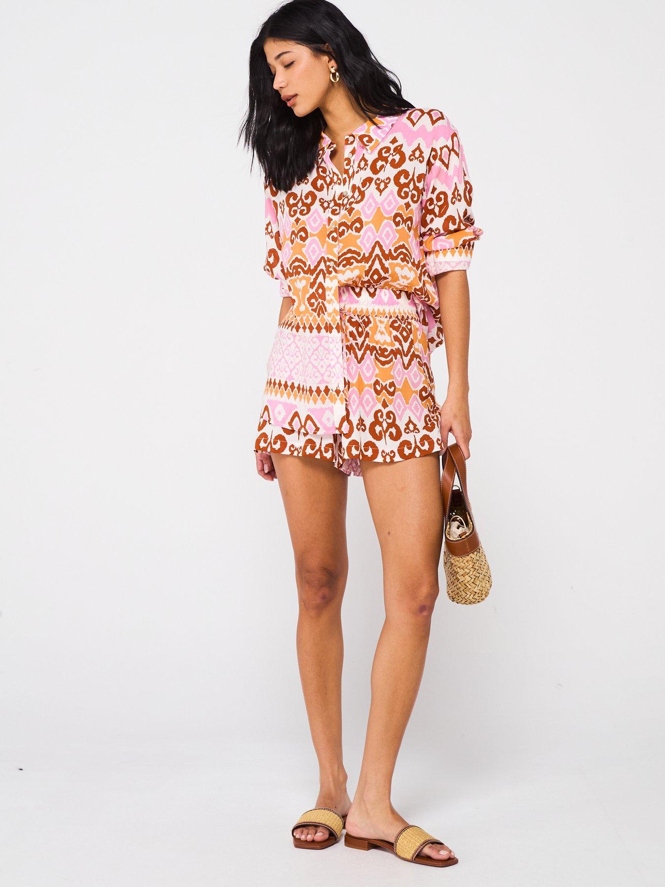  image of v-by-very-printed-oversized-co-ord-beach-shirt-print