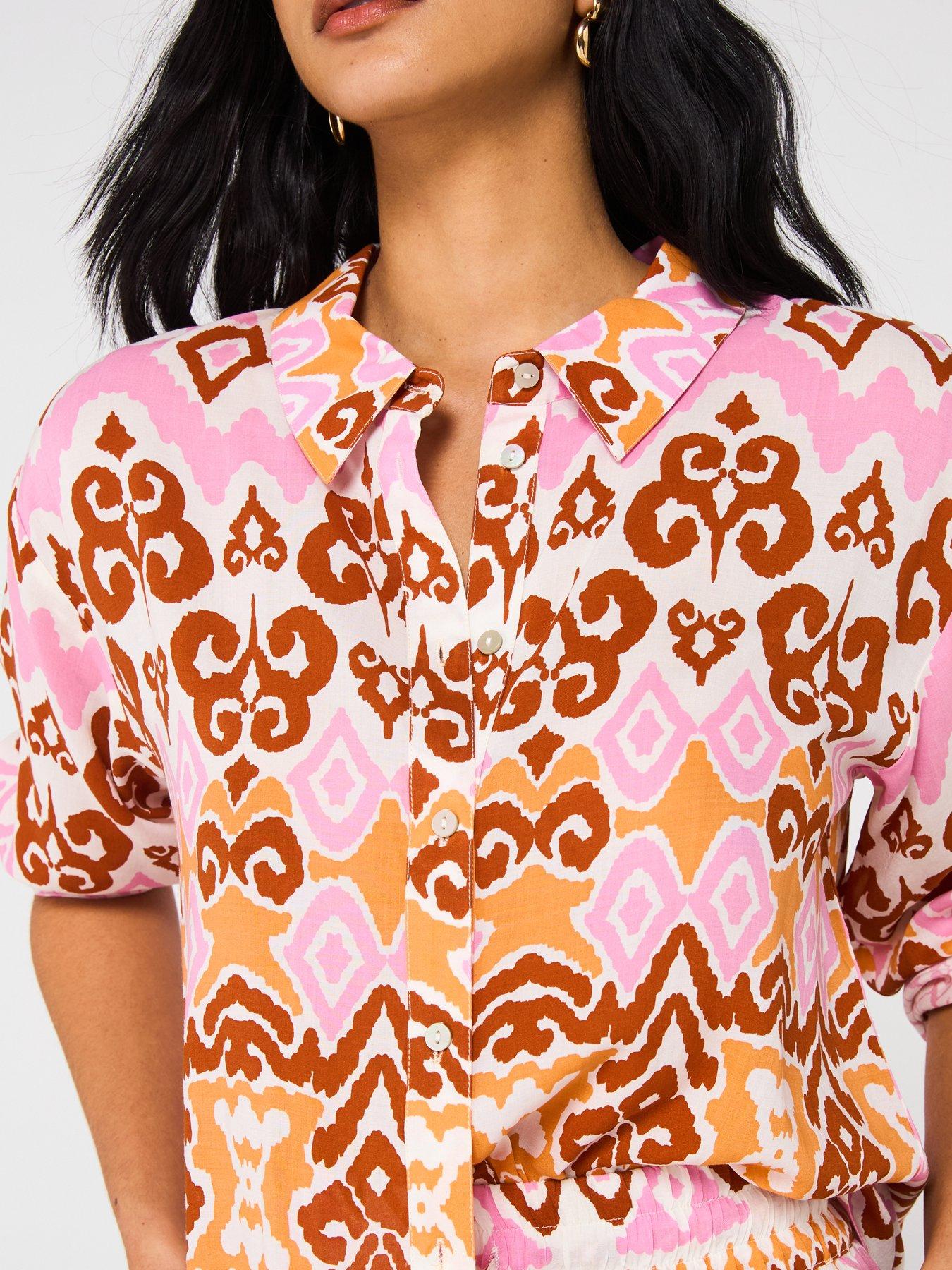  image of v-by-very-printed-oversized-co-ord-beach-shirt-print