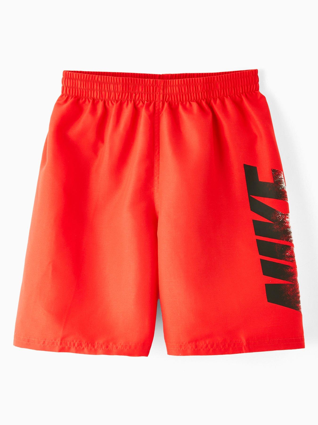 Nike Junior Boys 7 Inch Nike Font Volley Swim Short - Red