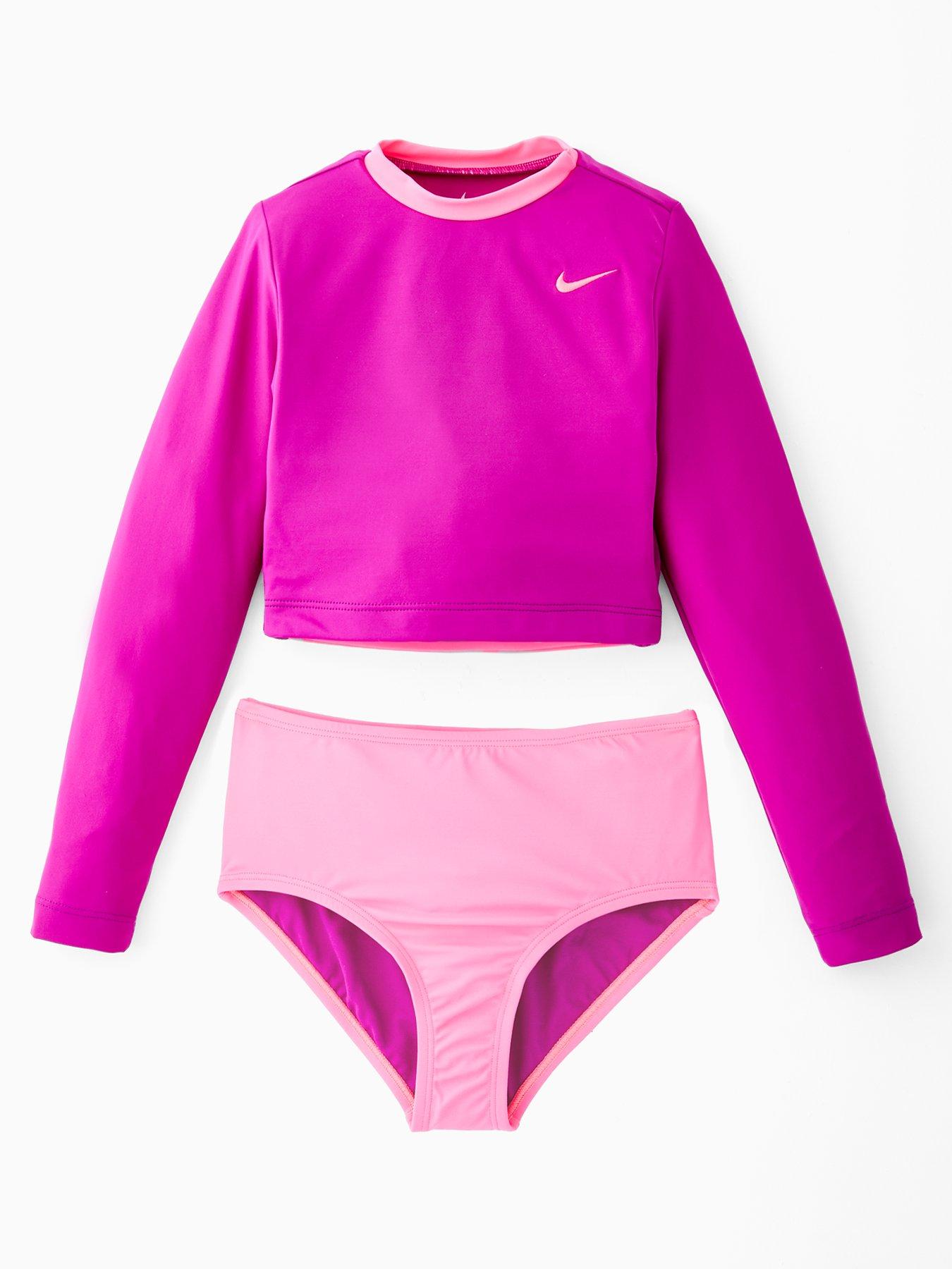 Nike Girls Long Sleeve Crop Set Pink Littlewoods
