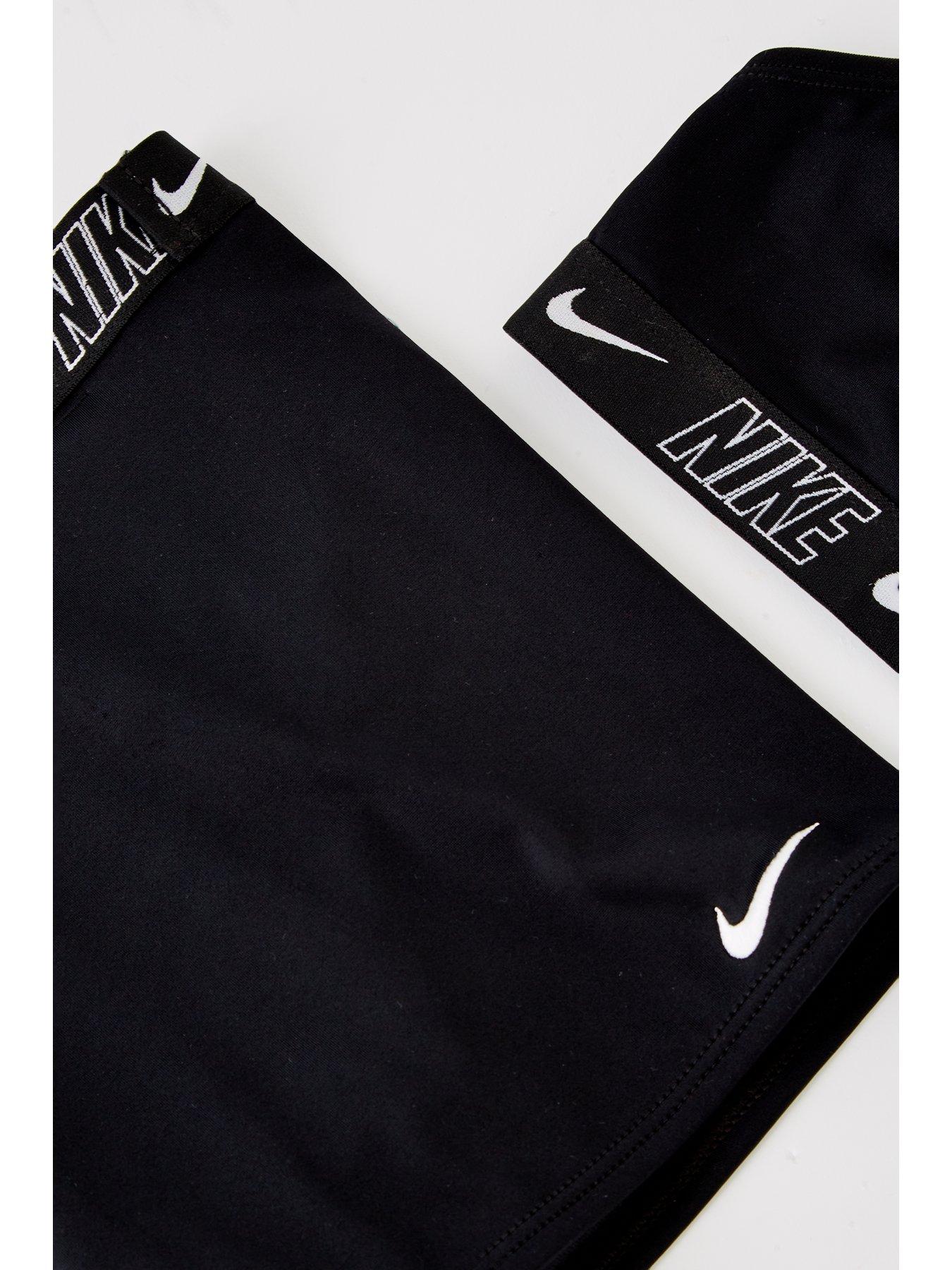 Image 4 of 4 of Nike Girls Logo Taping Crossback One Piece Swimsuit - Black