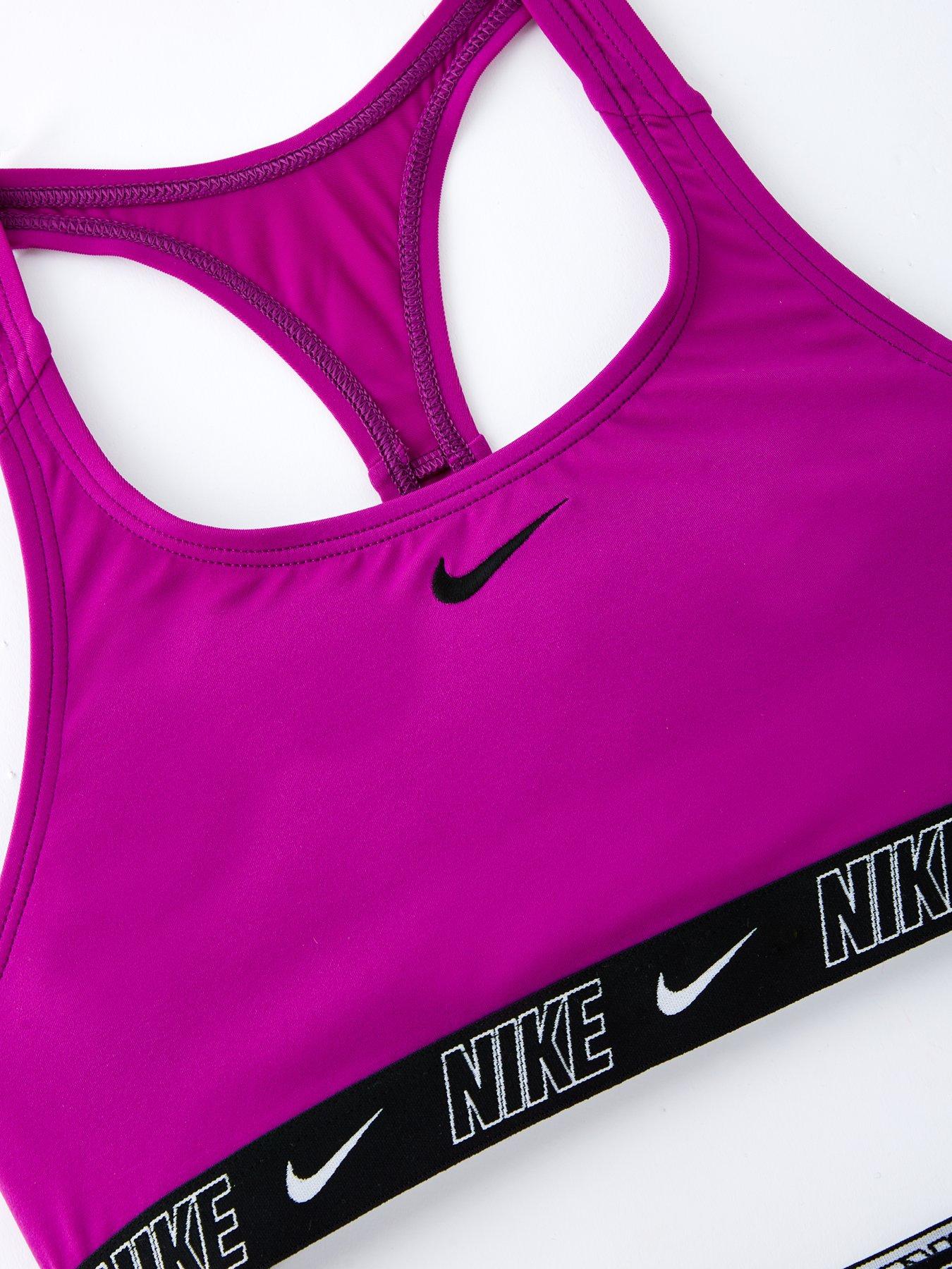 Image 3 of 5 of Nike Girls Logo Taping Crossback One Piece Swimsuit - Purple
