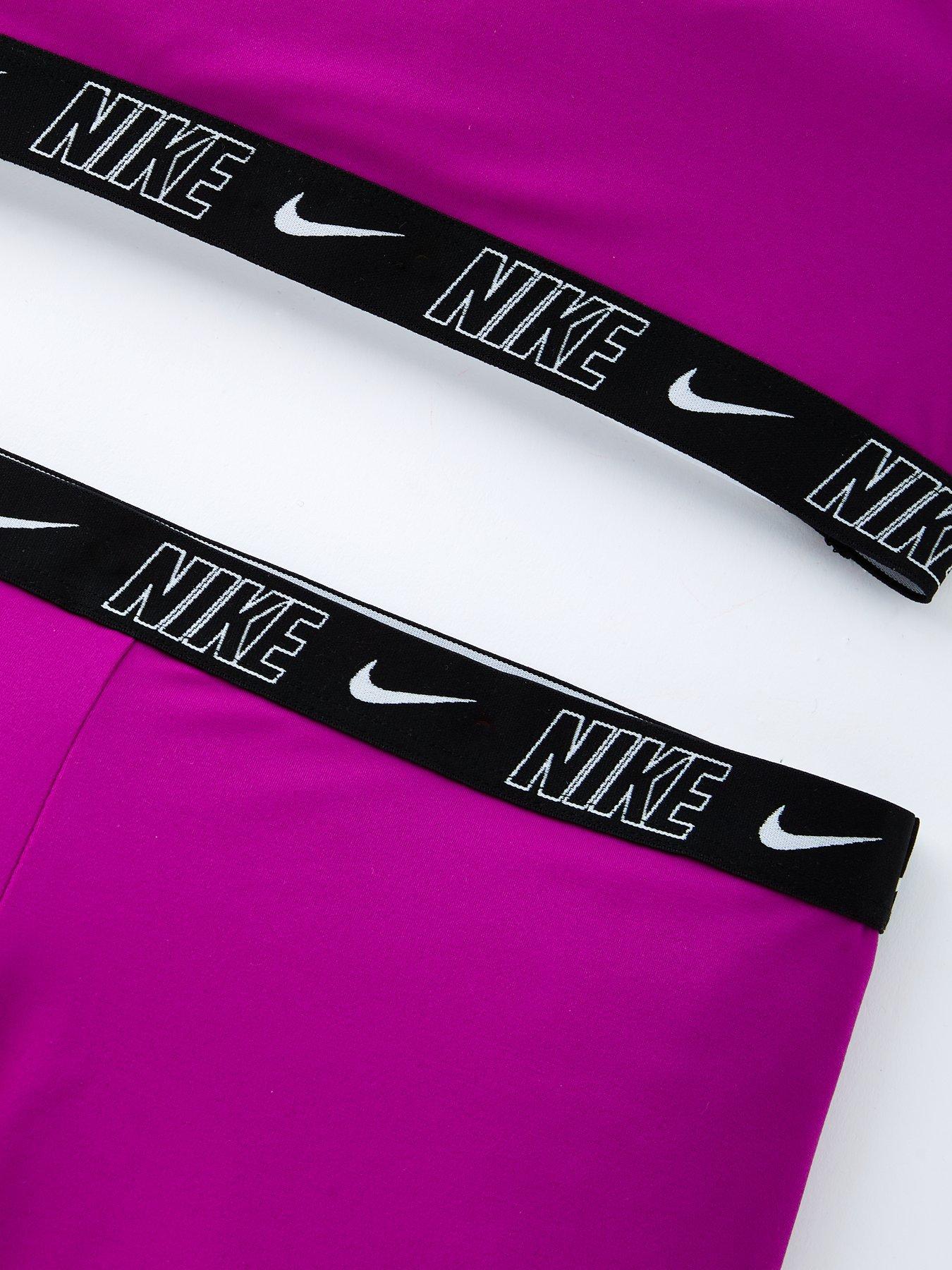 Image 5 of 5 of Nike Girls Logo Taping Crossback One Piece Swimsuit - Purple
