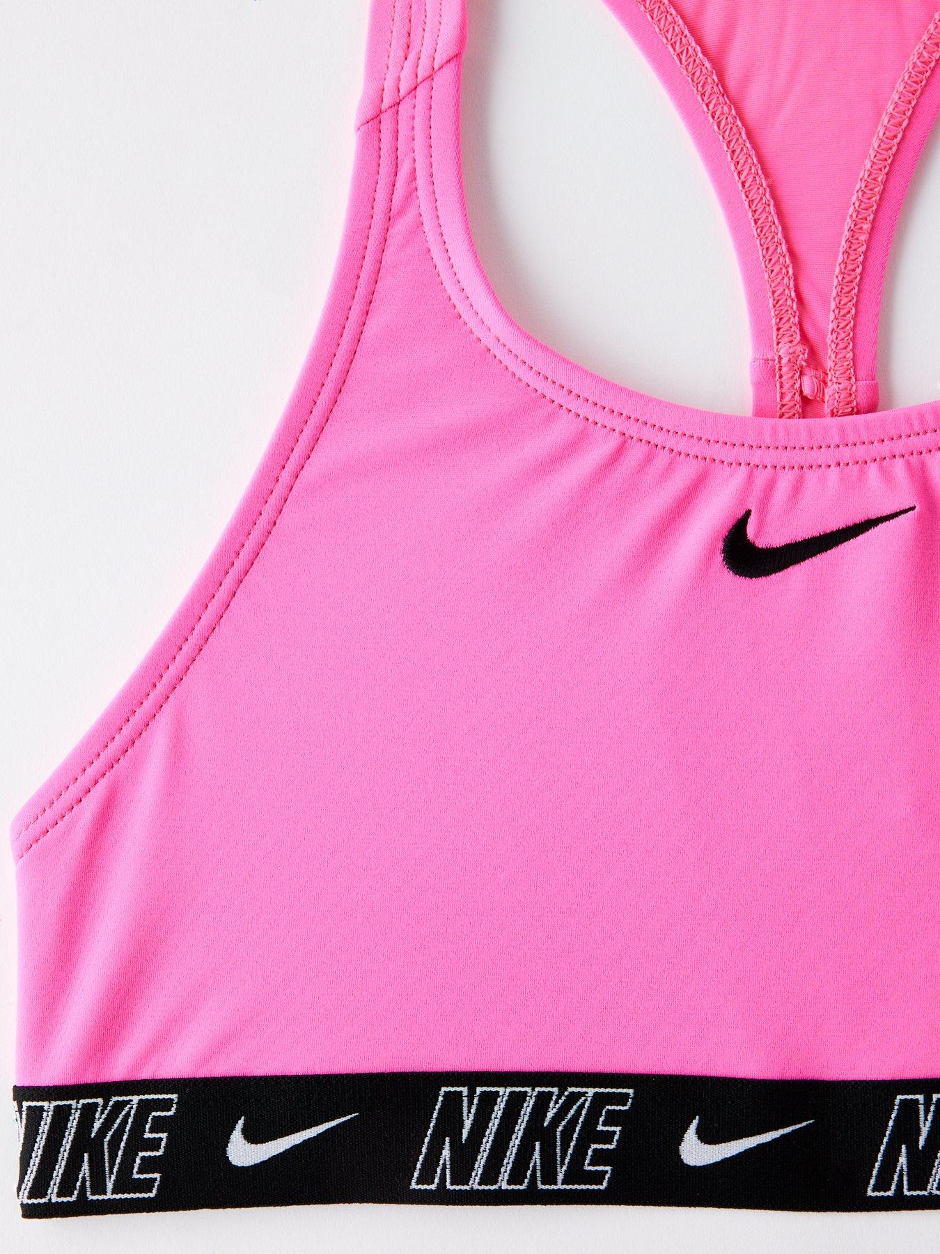 Image 4 of 5 of Nike Girls Logo Taping Crossback One Piece Swimsuit - Pink