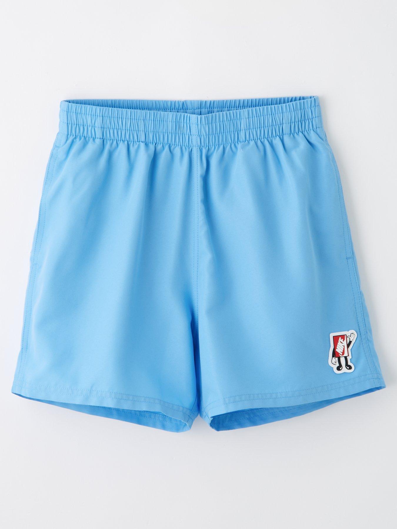 undefined Junior Boy's 4 Inch Boxy Patch Volley Shorts - Blue