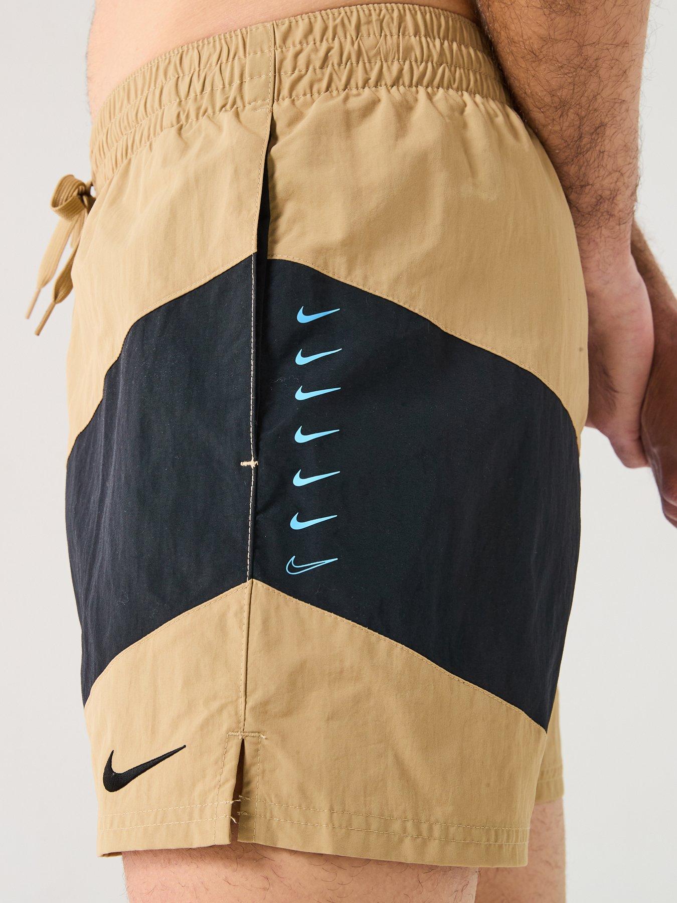 Image 4 of 5 of Nike Mens Multi Logo Vortex 5 Inch Volley Swim Short - Brown