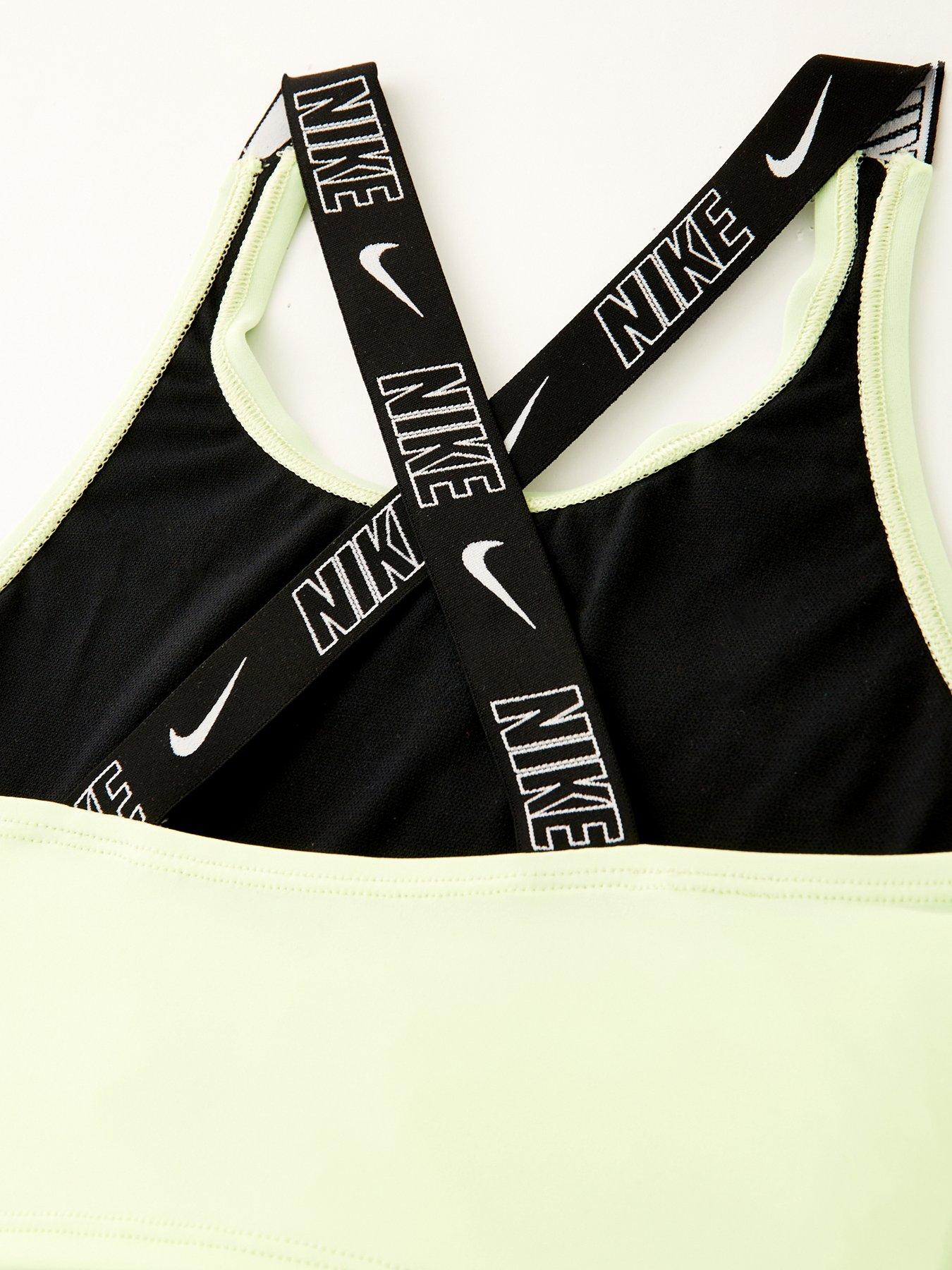 Image 4 of 5 of Nike Girls Logo Taping Crossback One Piece Swimsuit - Green