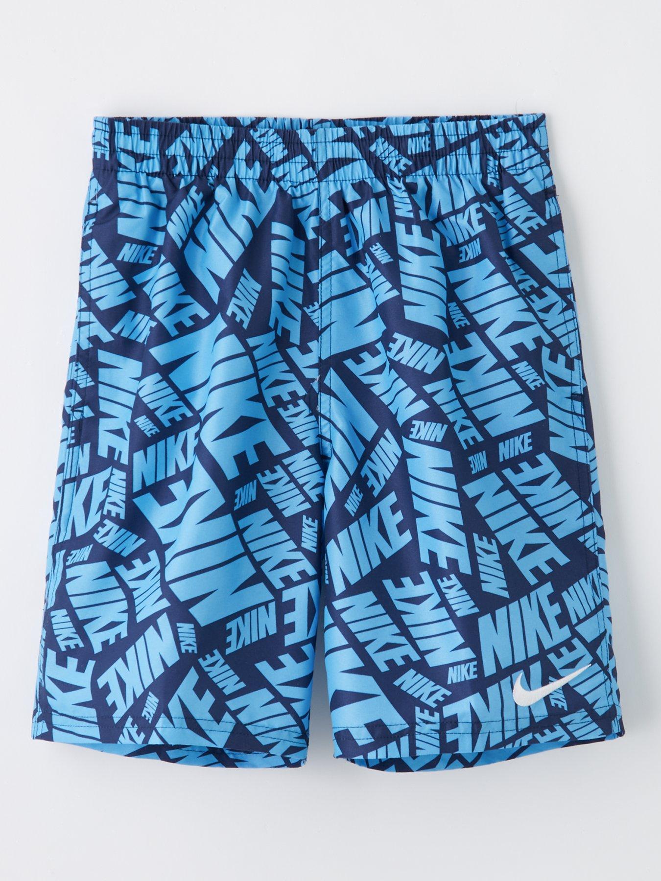 undefined Junior Boys 7 Inch Tossed Black Volley Swim Short - Blue