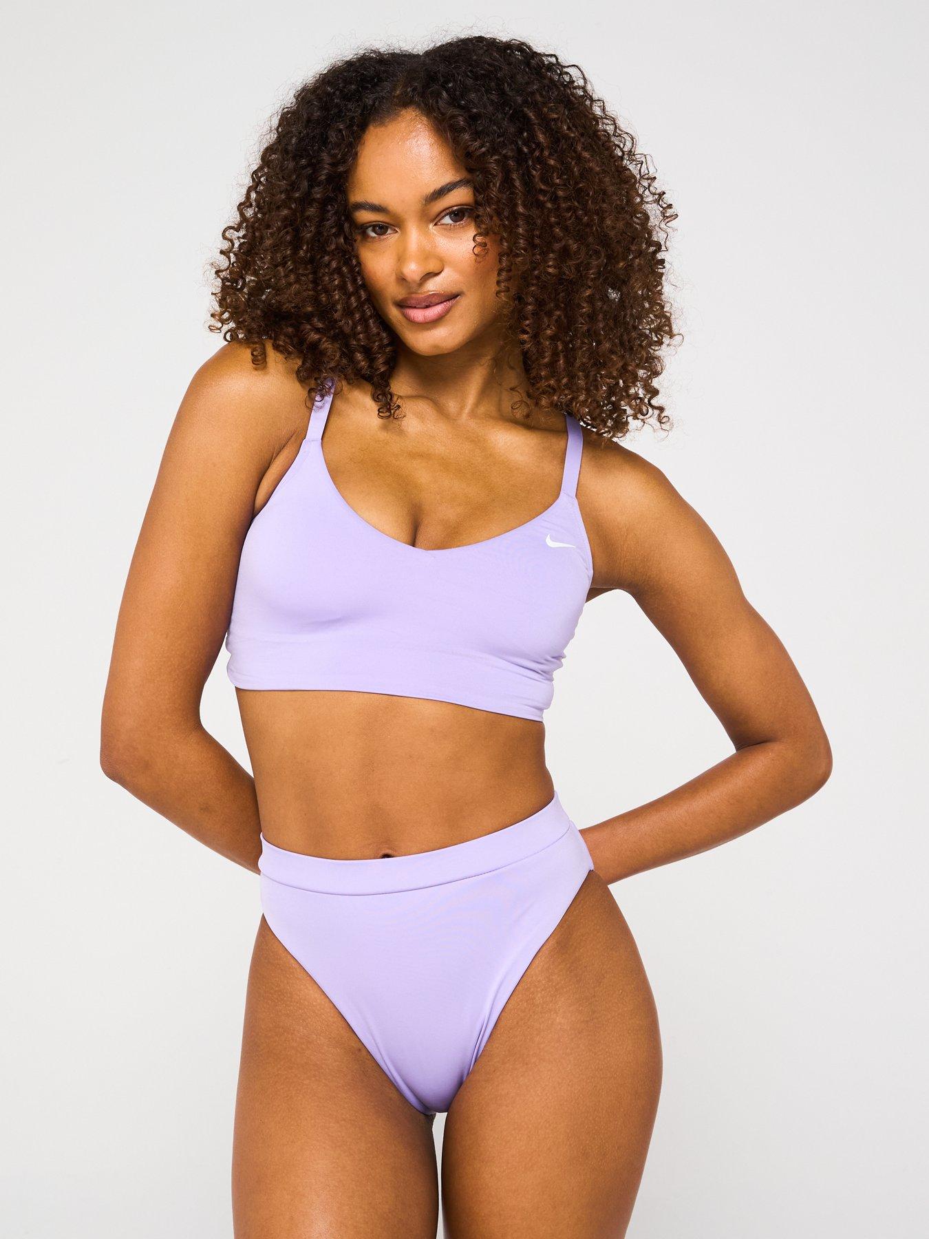 Image 3 of 5 of Nike Womens Essential V Neck Midkini Swim Top - Purple