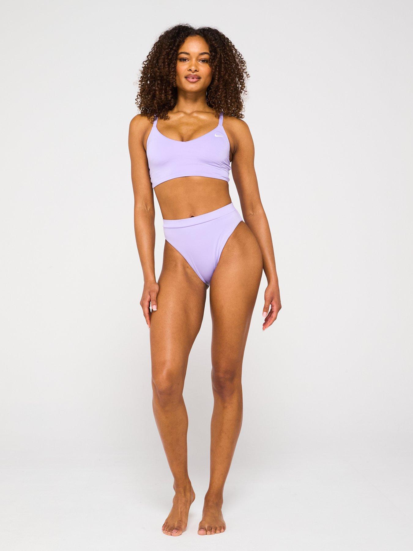Image 5 of 5 of Nike Womens Essential V Neck Midkini Swim Top - Purple