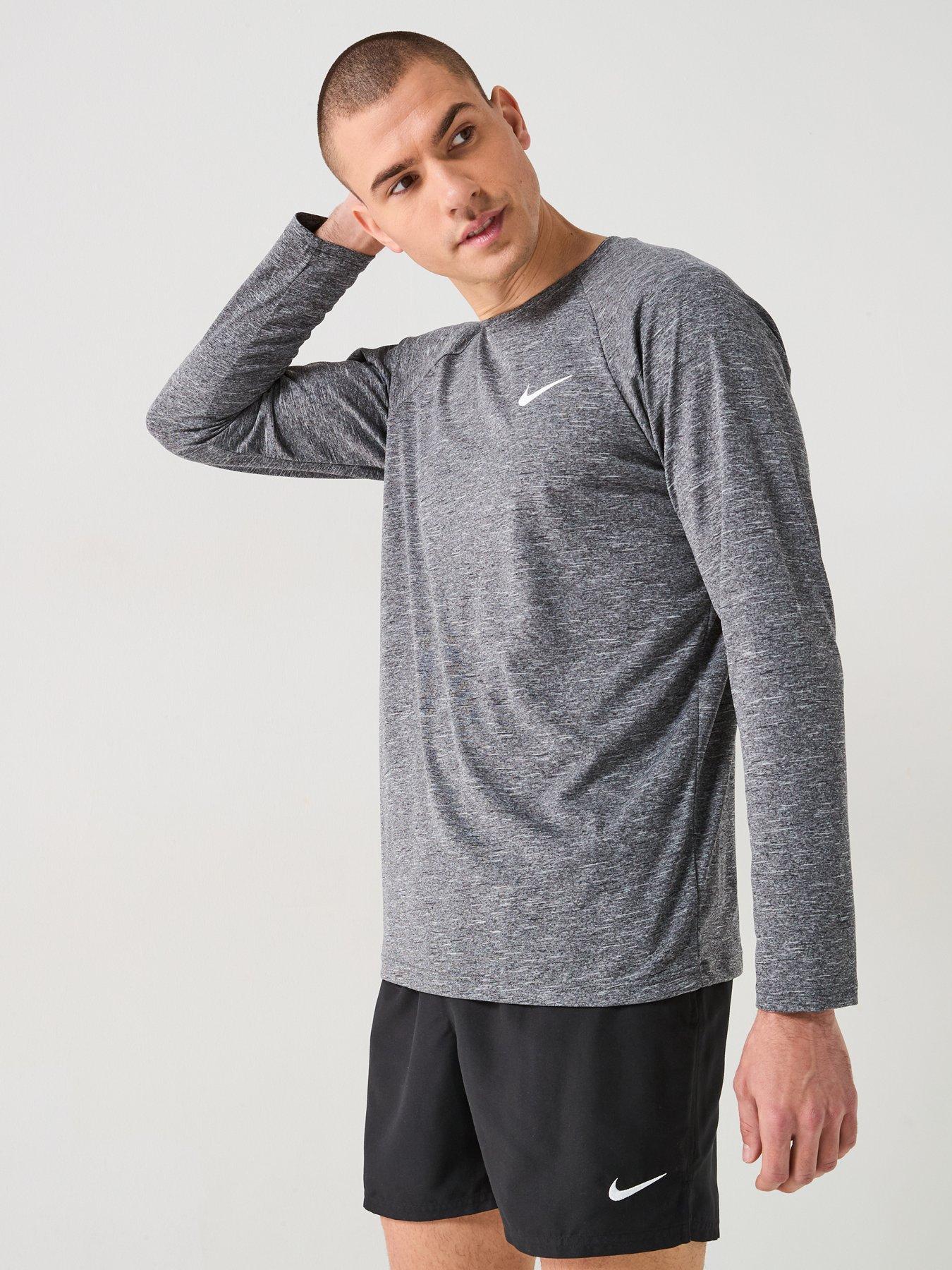 undefined Mens Heather Long Sleeve Hydroguard T Shirt - Black