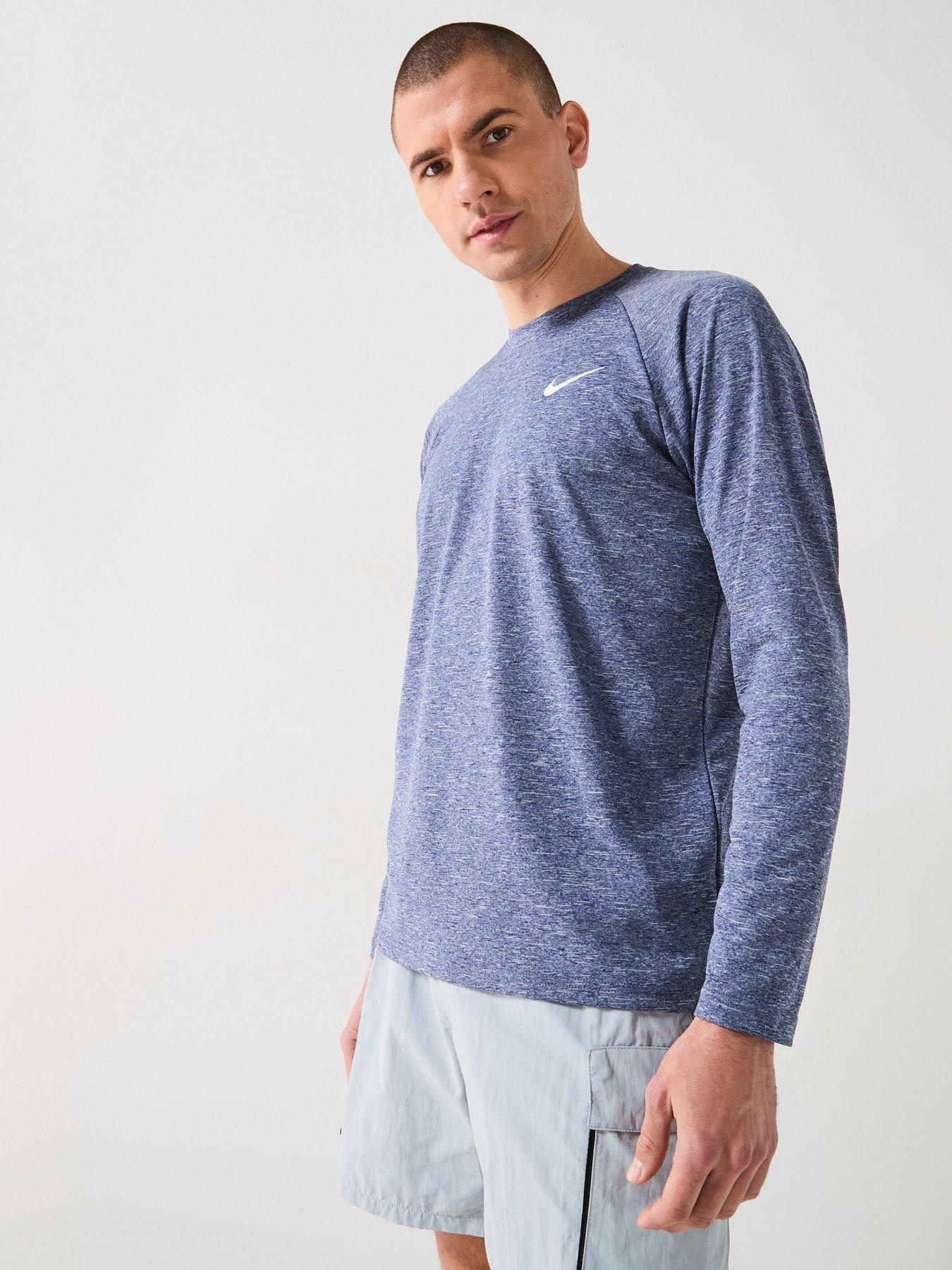 Nike Mens Heather Long Sleeve Hydroguard T Shirt - Navy
