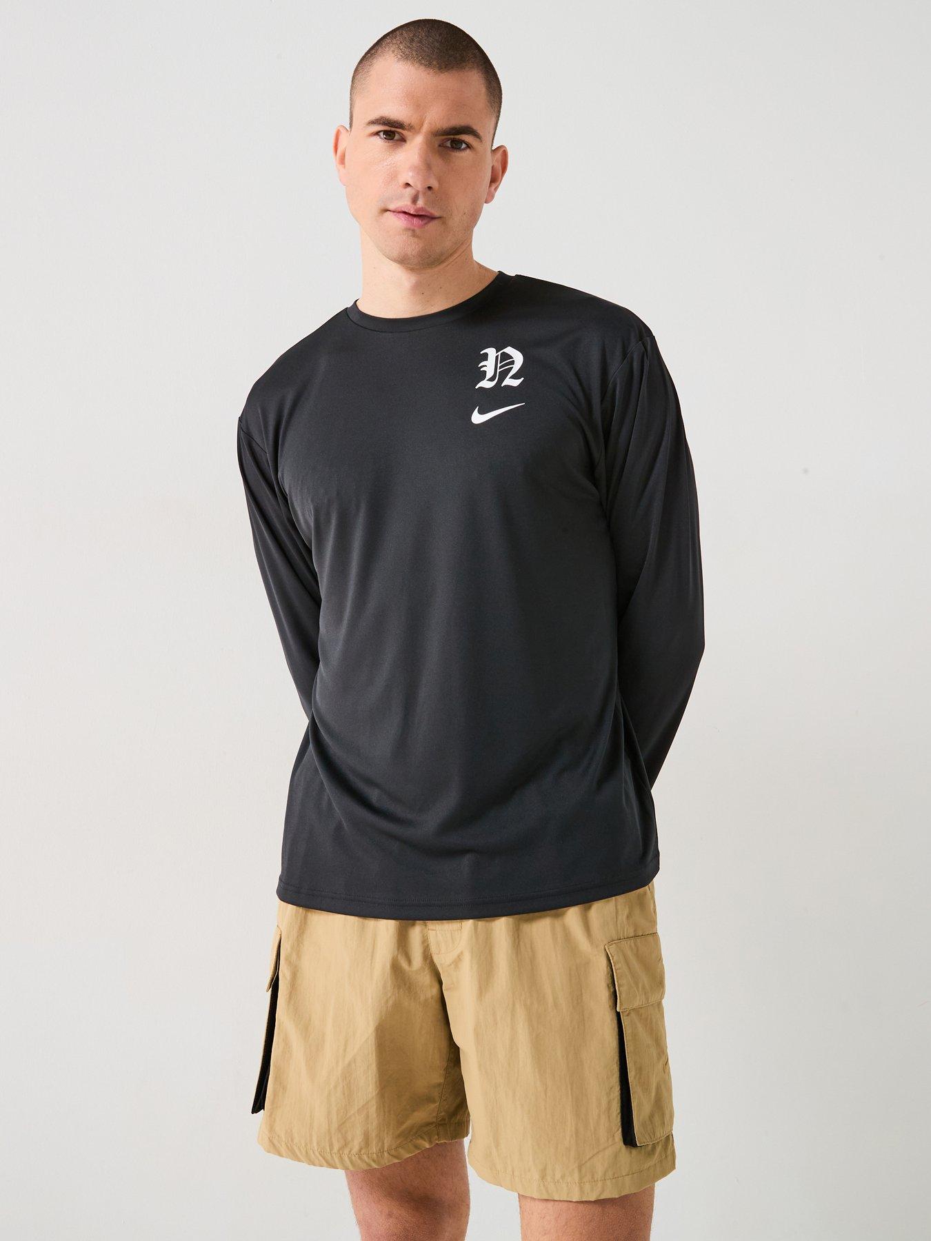 undefined Mens Lux Letter Long Sleeve Hydroguard T Shirt - Black