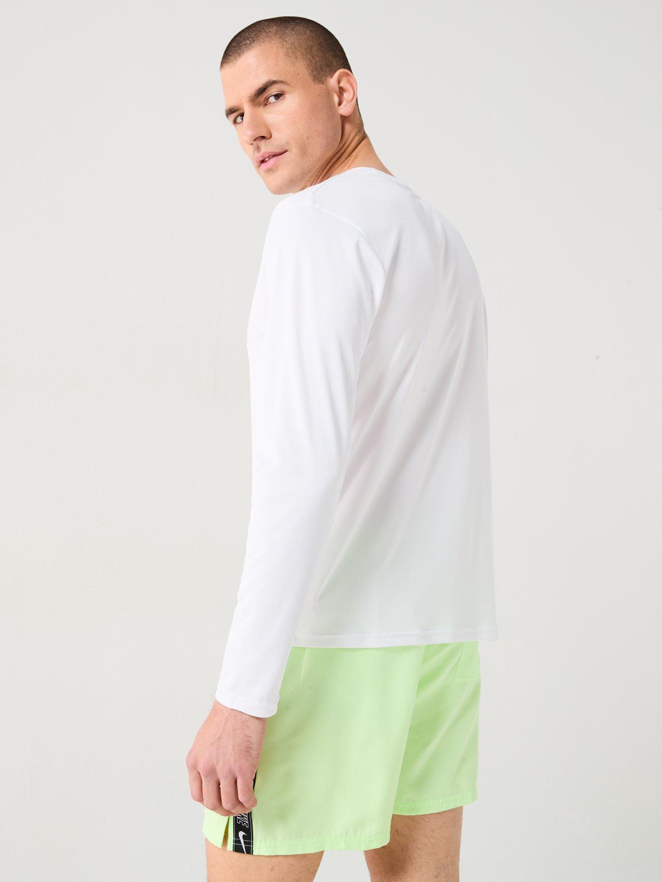 Image 2 of 4 of Nike Mens Lux Letter Long Sleeve Hydroguard T Shirt - White