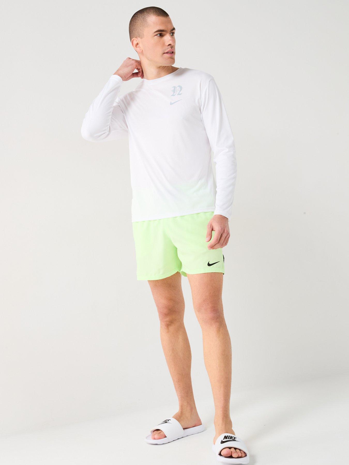 Image 3 of 4 of Nike Mens Lux Letter Long Sleeve Hydroguard T Shirt - White