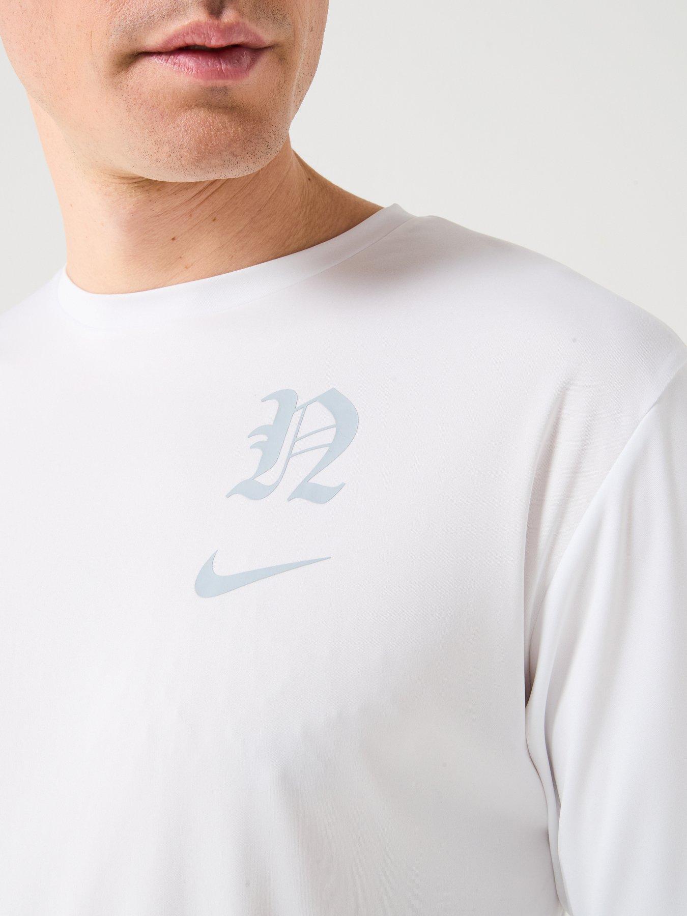 Image 4 of 4 of Nike Mens Lux Letter Long Sleeve Hydroguard T Shirt - White