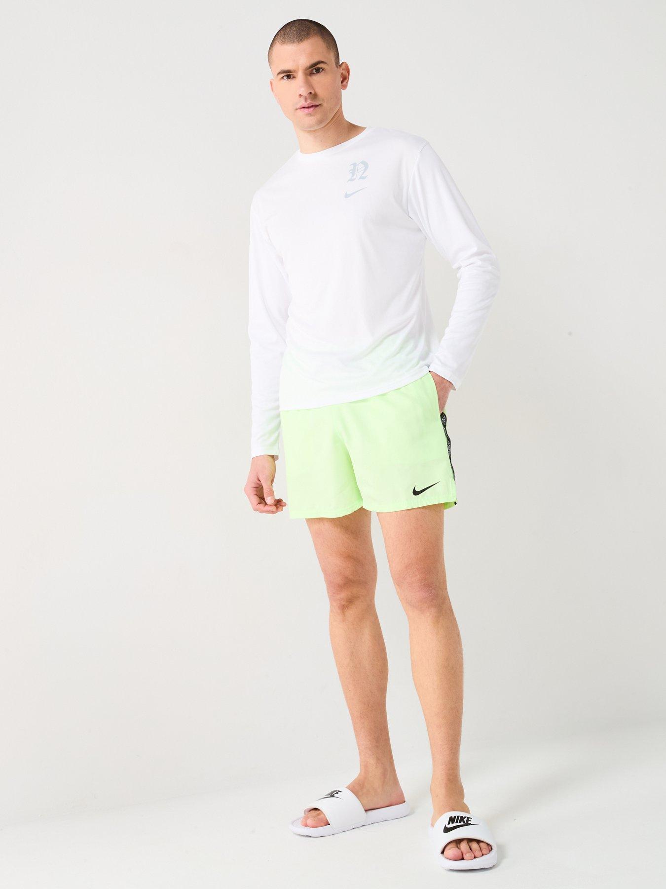 Image 3 of 5 of Nike Mens Essential Logo Taping 5 Inch Volley Swim Short - Green