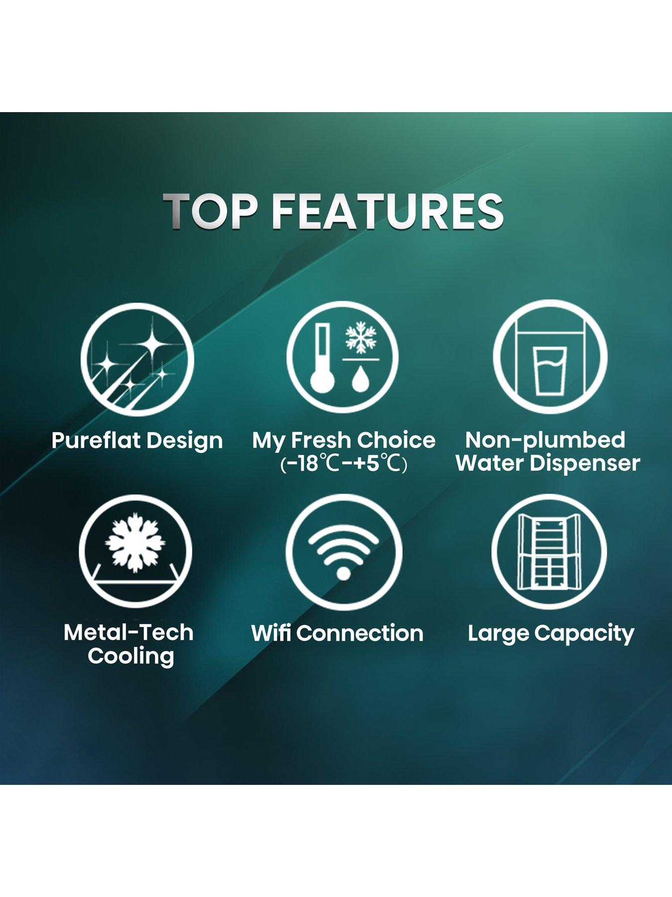  image of hisense-pureflat-rq760n4ife-smart-fridge-freezer-black-stainless-steel--nbspe-rated