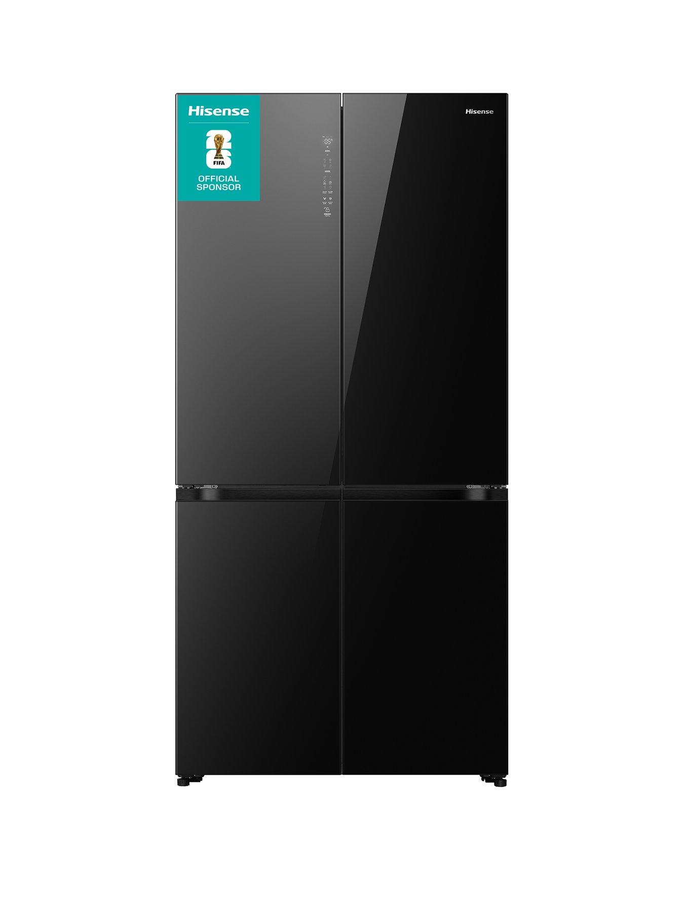 Hisense RQ768N4GBE Kitchen Fit Total No Frost Multi-Door American Fridge Freezer - Black Glass