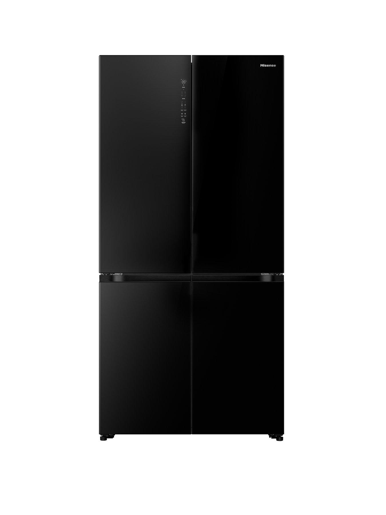 front image of hisense-rq768n4gbe-kitchennbspfit-total-no-frost-multi-door-american-fridge-freezer-black-glass