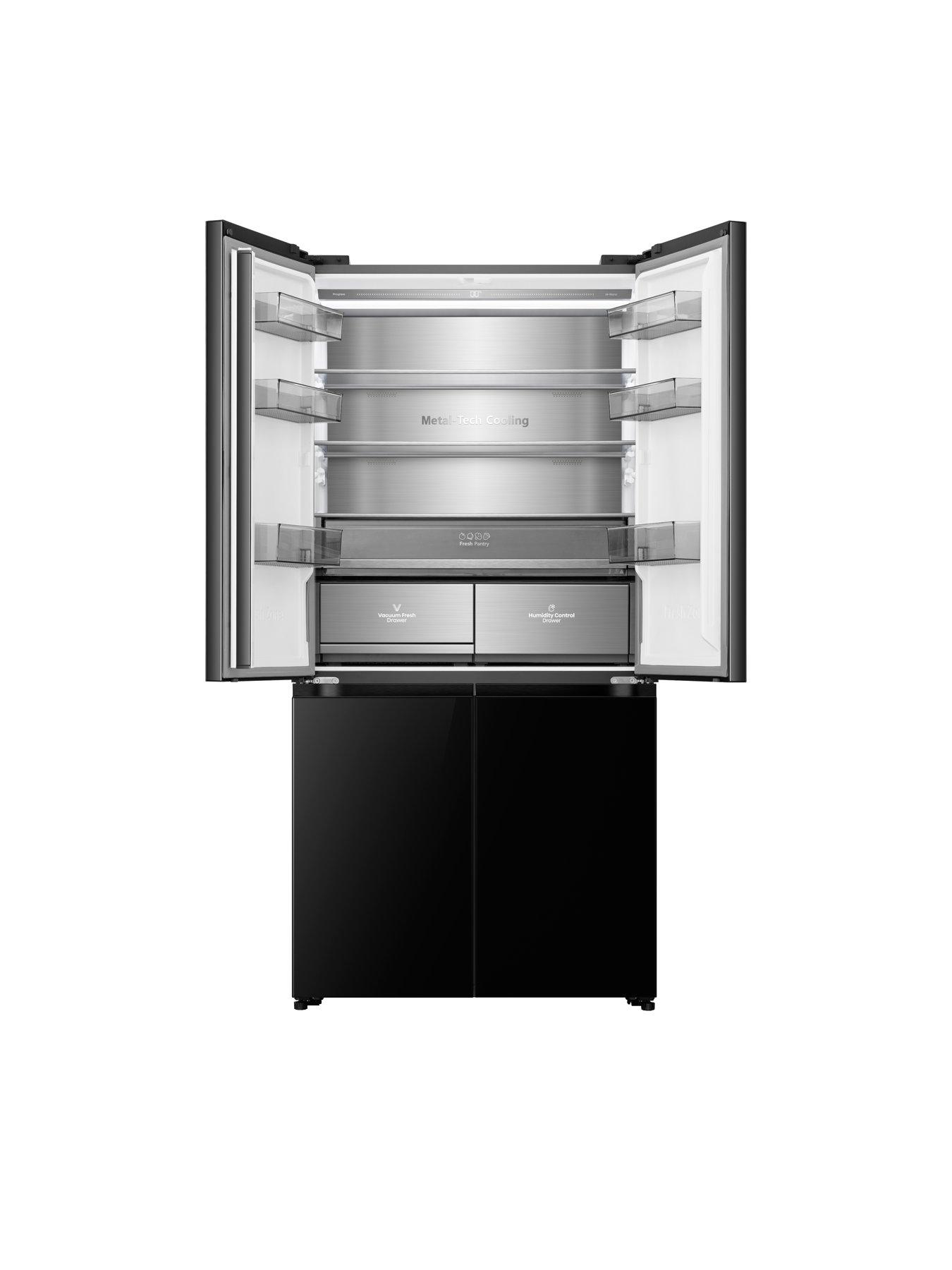  image of hisense-rq768n4gbe-kitchennbspfit-total-no-frost-multi-door-american-fridge-freezer-black-glass