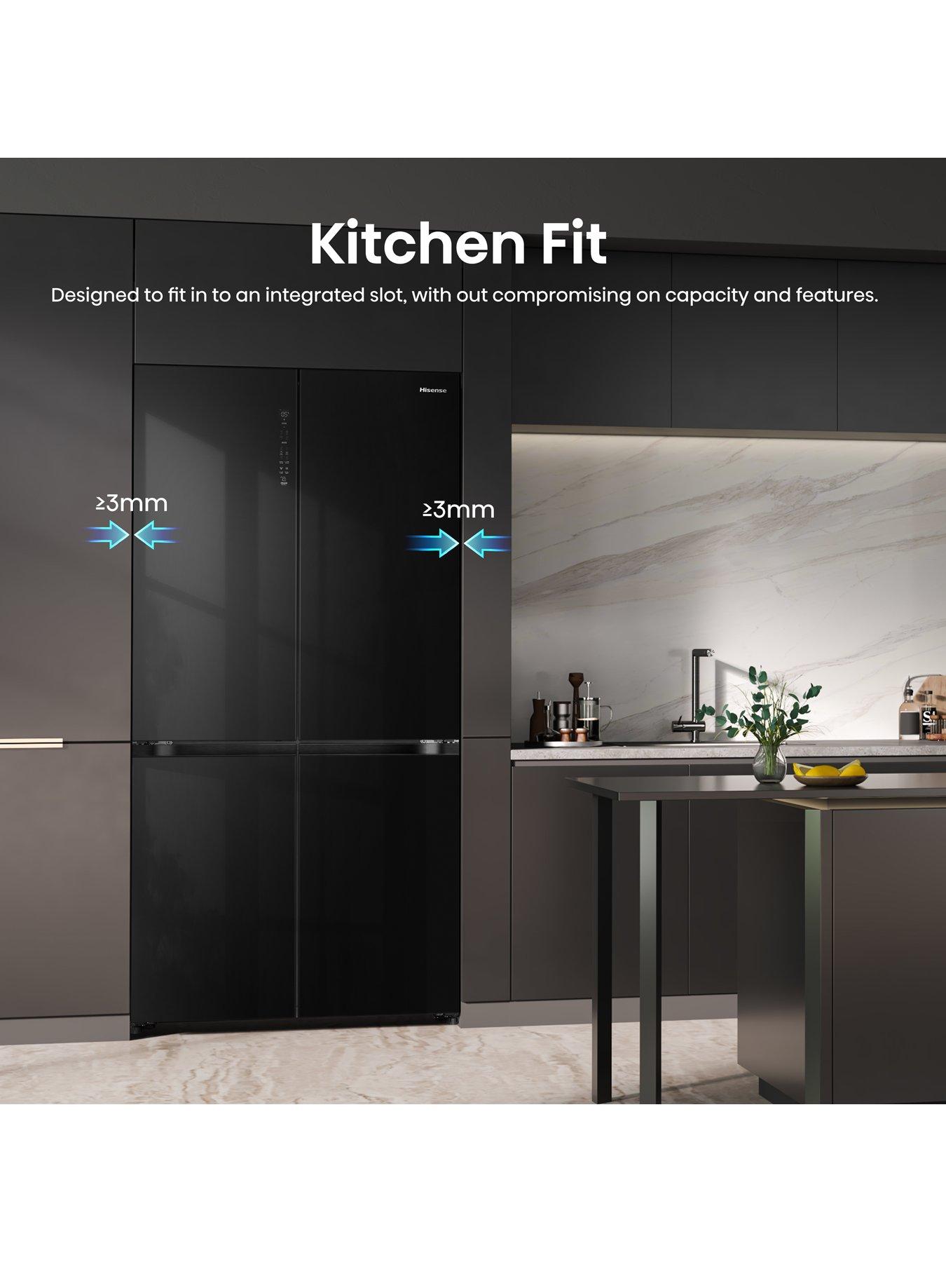 image of hisense-rq768n4gbe-kitchennbspfit-total-no-frost-multi-door-american-fridge-freezer-black-glass