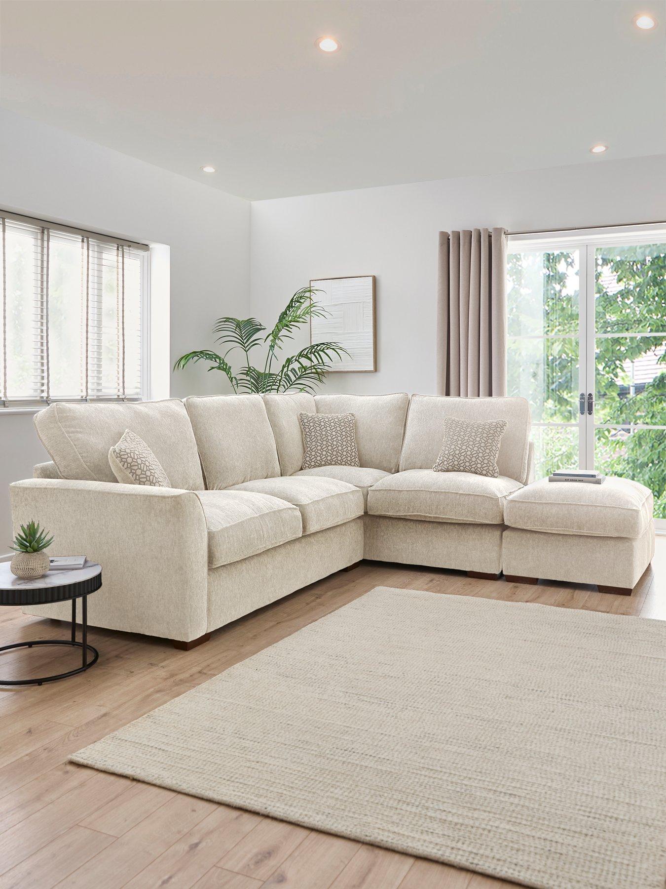 undefined Lucerne Right Hand Fabric Corner Chaise Sofa with Footstool - Made to Order in the UK