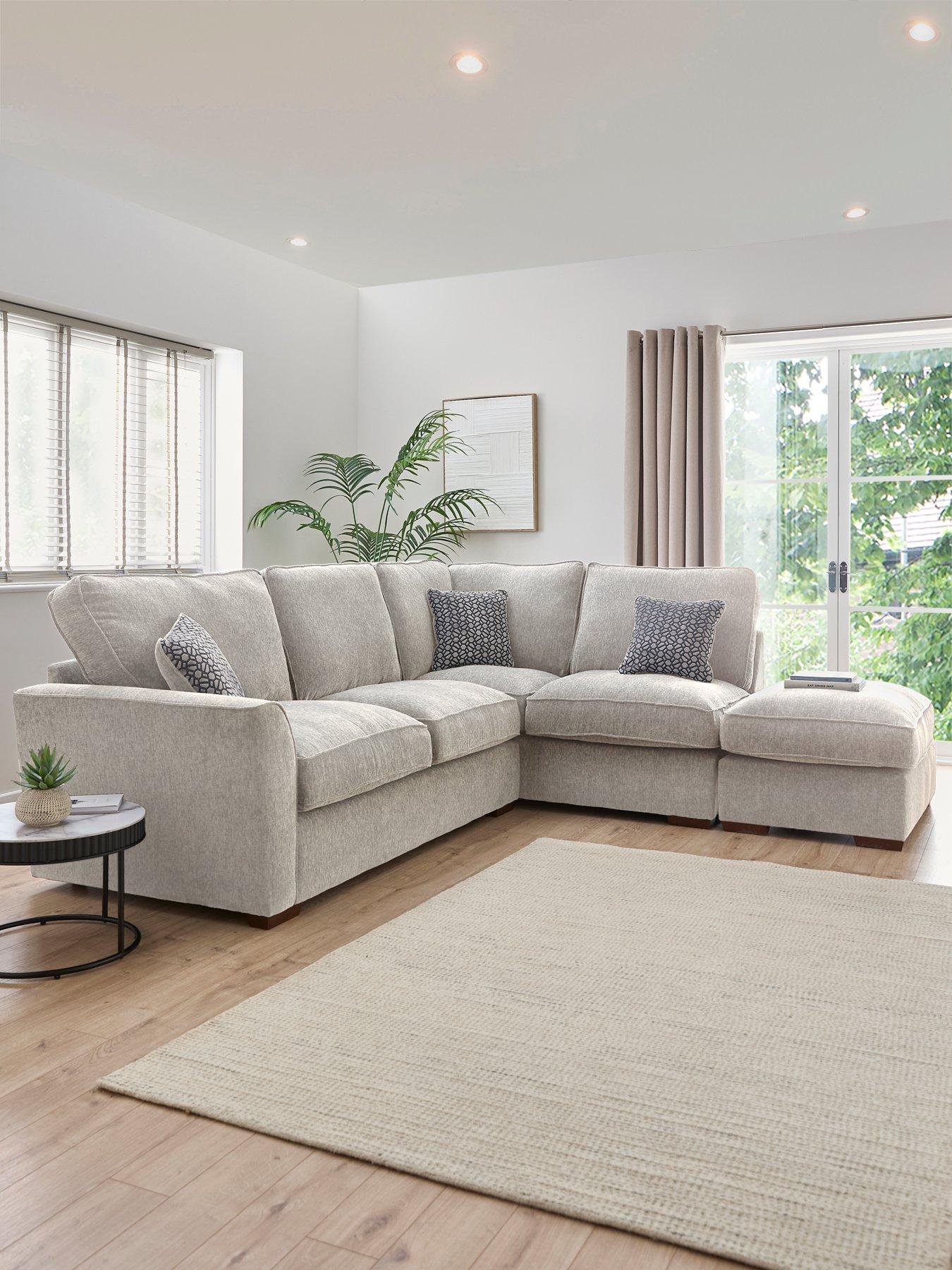 undefined Lucerne Right Hand Fabric Corner Chaise Sofa with Footstool - Made to Order in the UK