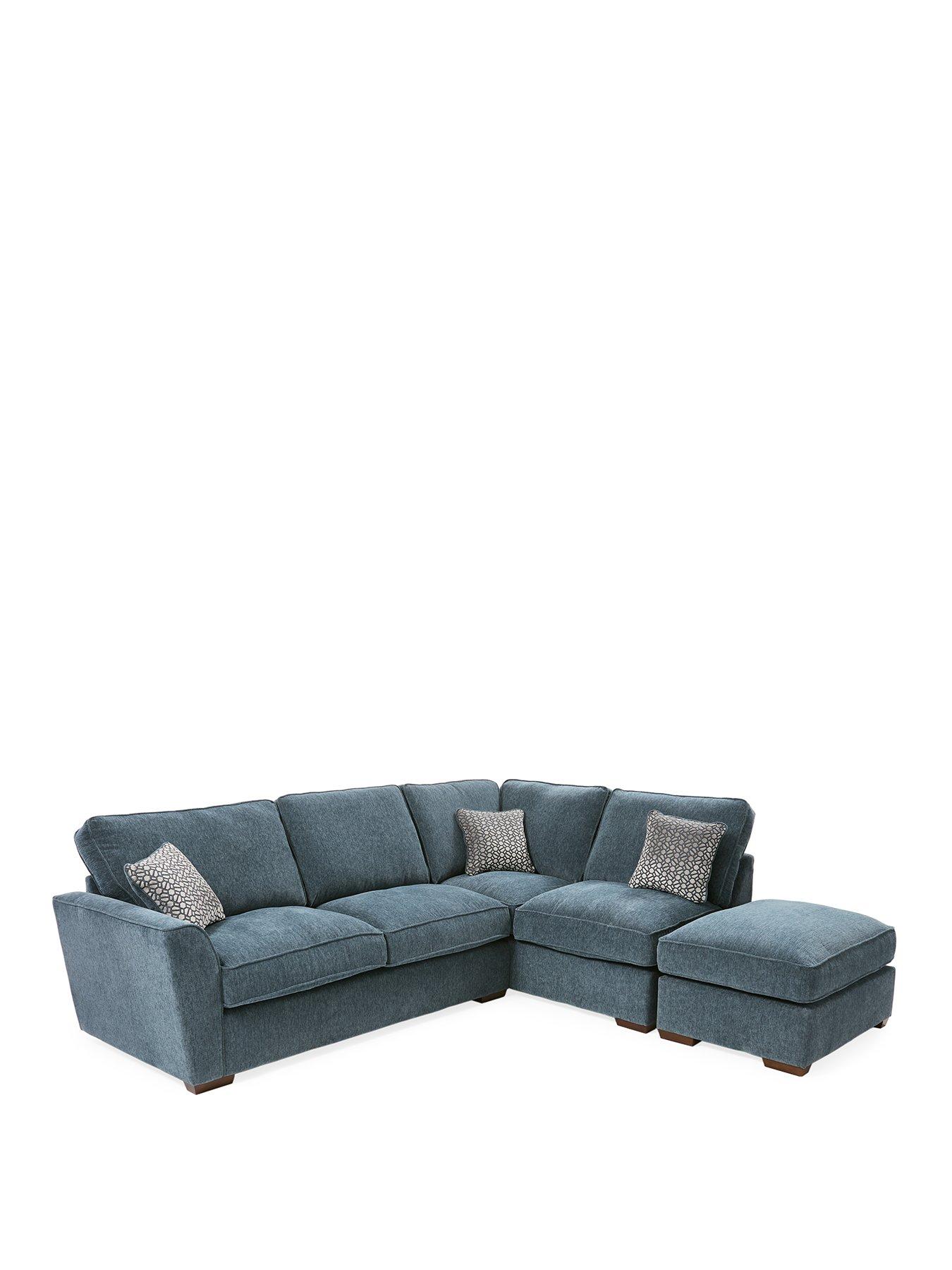 Image 2 of 7 of The Very Collection Lucerne Right Hand&nbsp;Fabric&nbsp;Corner Chaise Sofa with Footstool&nbsp;- Made to Order in the UK - FSC&reg; Certified