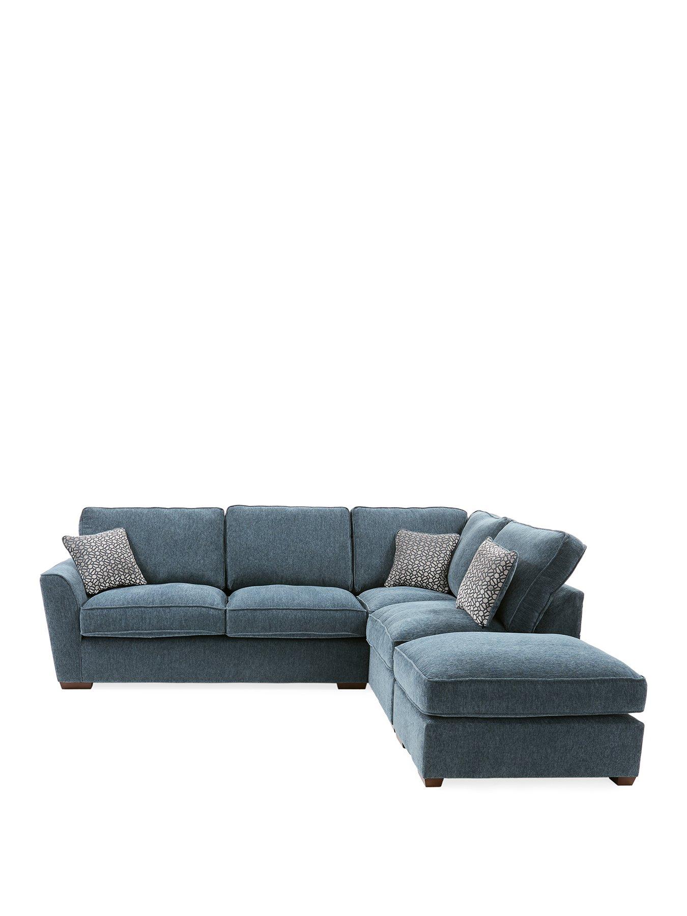 Image 3 of 7 of The Very Collection Lucerne Right Hand&nbsp;Fabric&nbsp;Corner Chaise Sofa with Footstool&nbsp;- Made to Order in the UK - FSC&reg; Certified